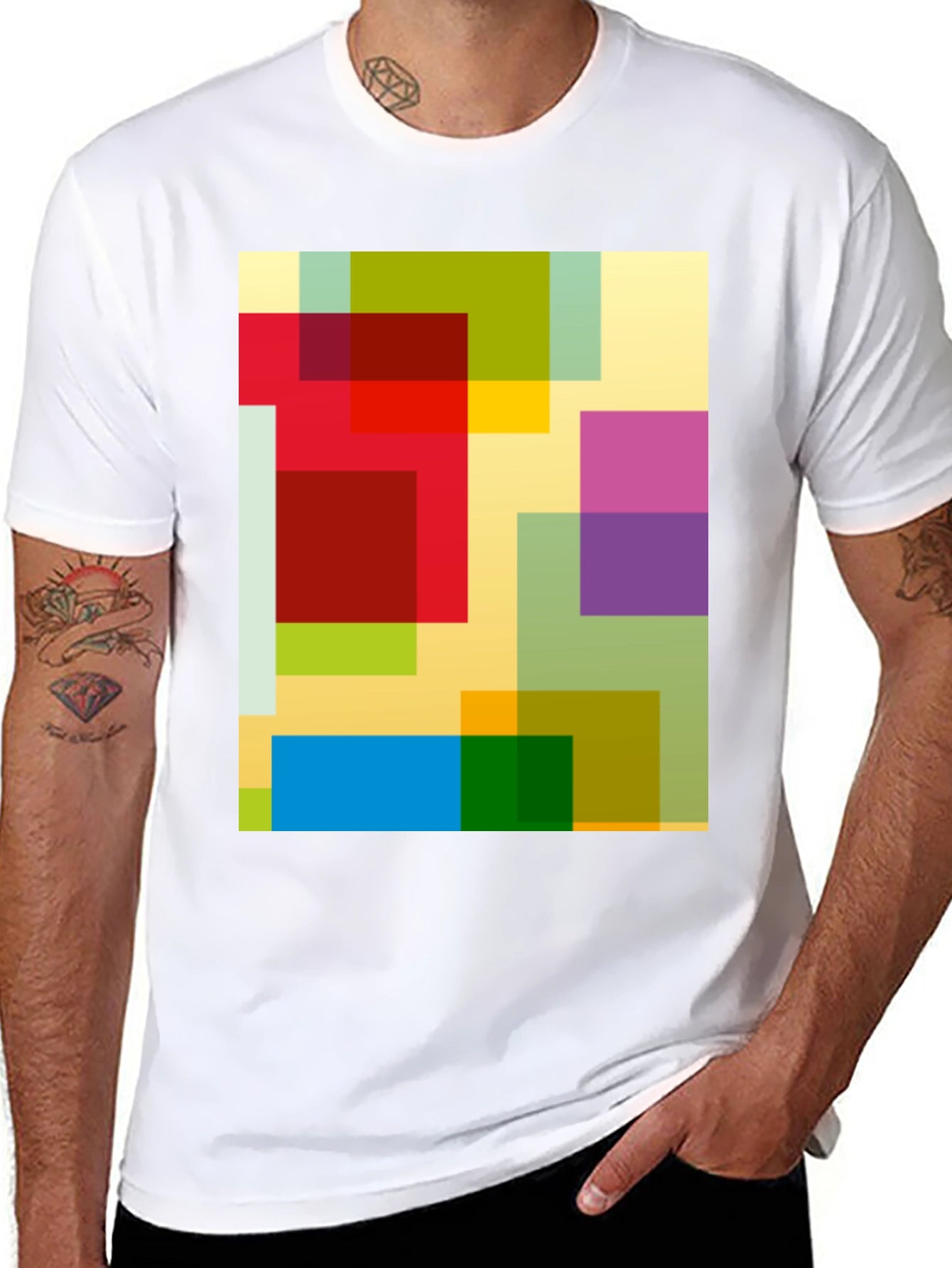 Abstract Geometric Squares Graphic T-Shirt