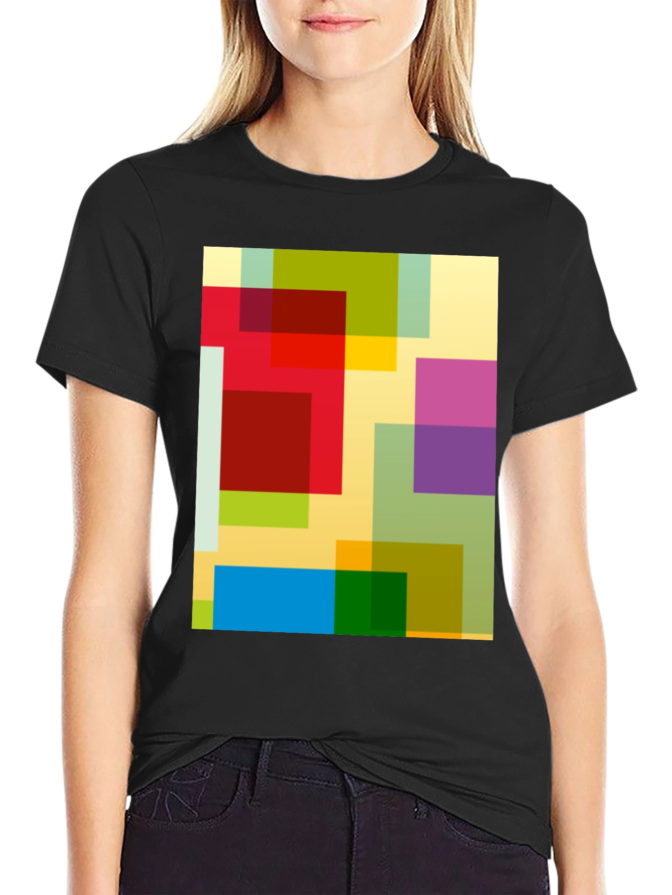Abstract Geometric Squares Graphic T-Shirt