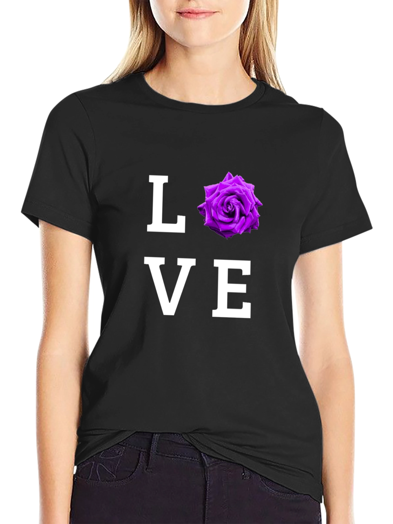 Love Rose Graphic T-Shirt - Black