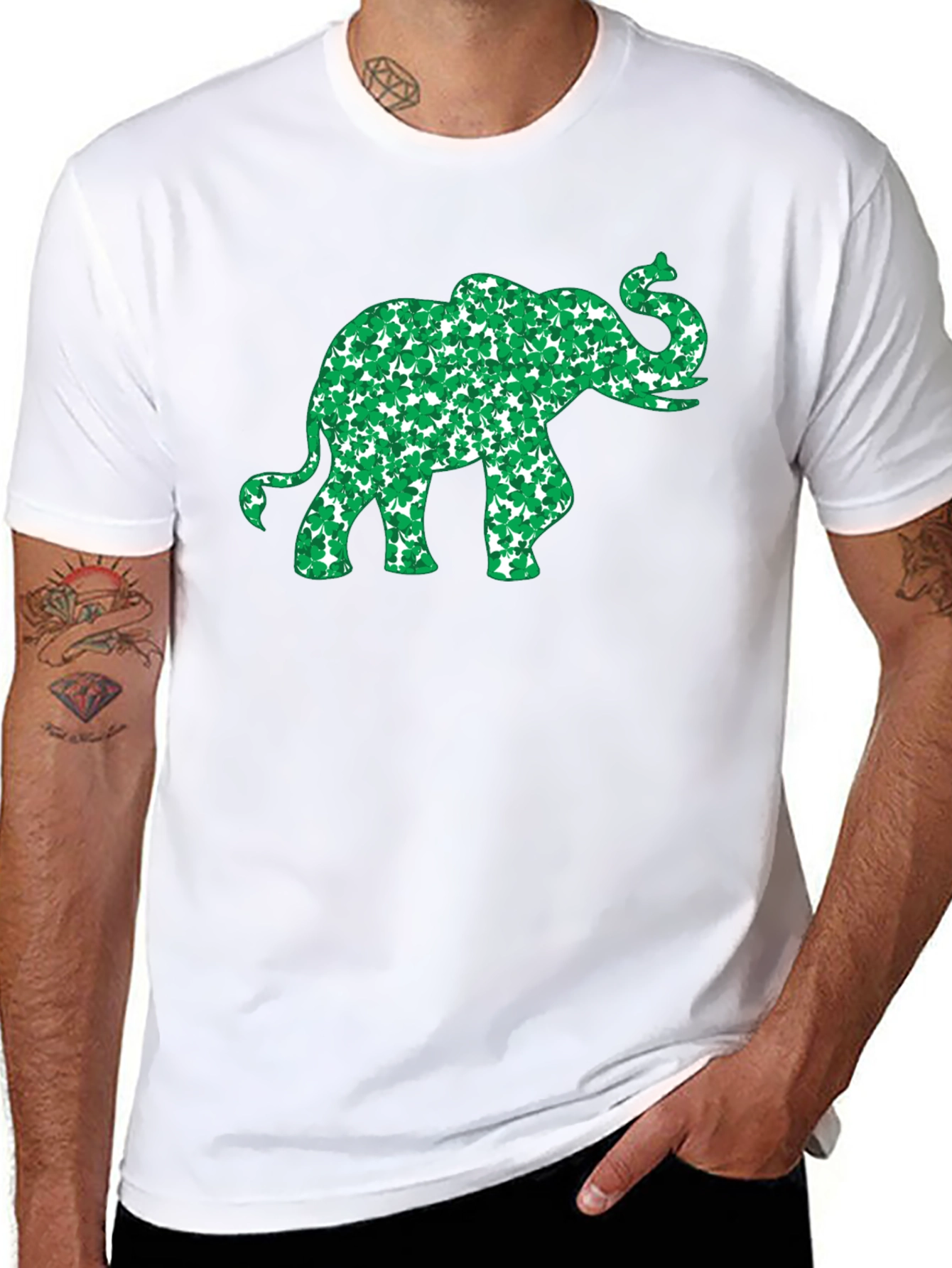 St. Patricks Day Elephant Clover T-Shirt
