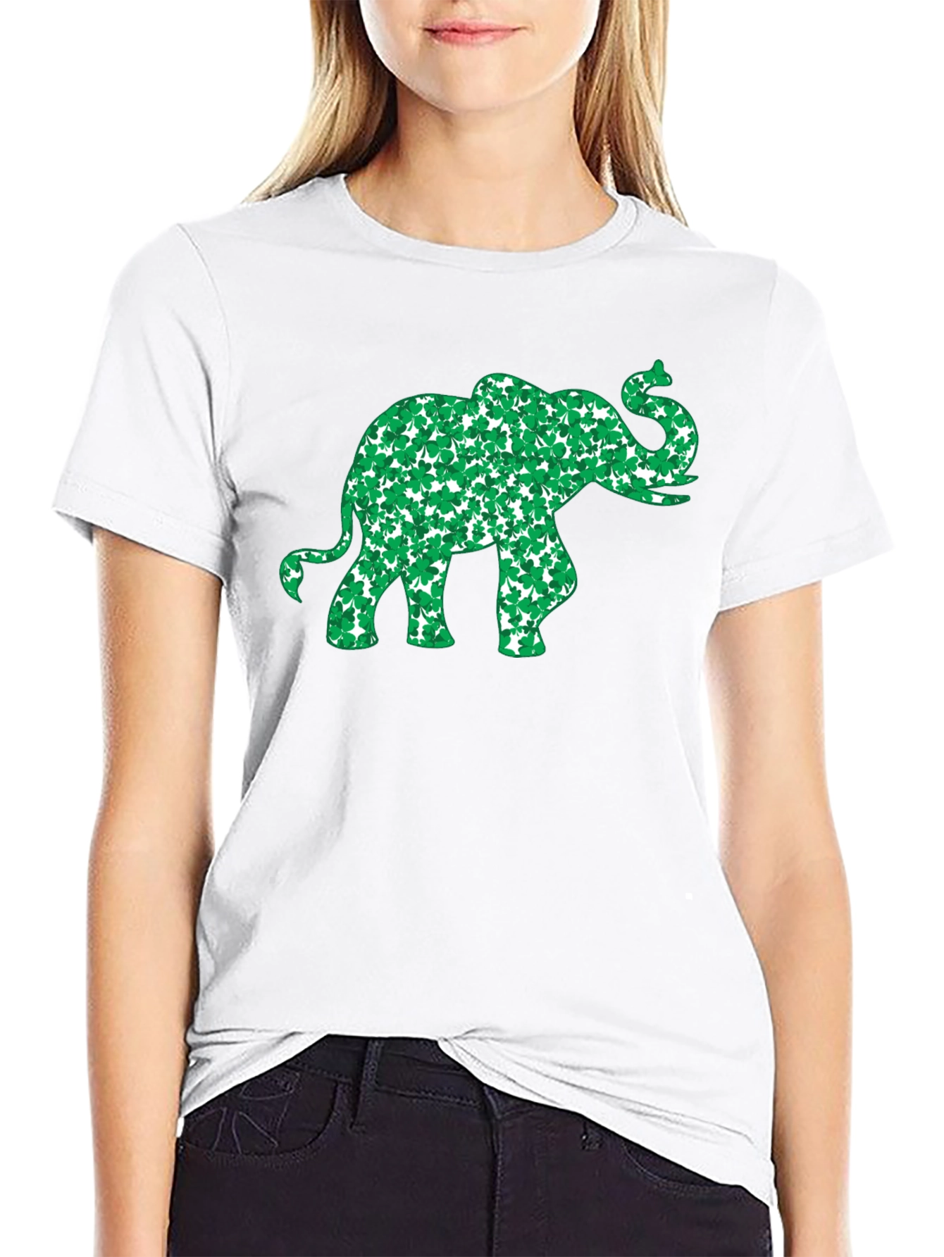 St. Patricks Day Elephant Clover T-Shirt