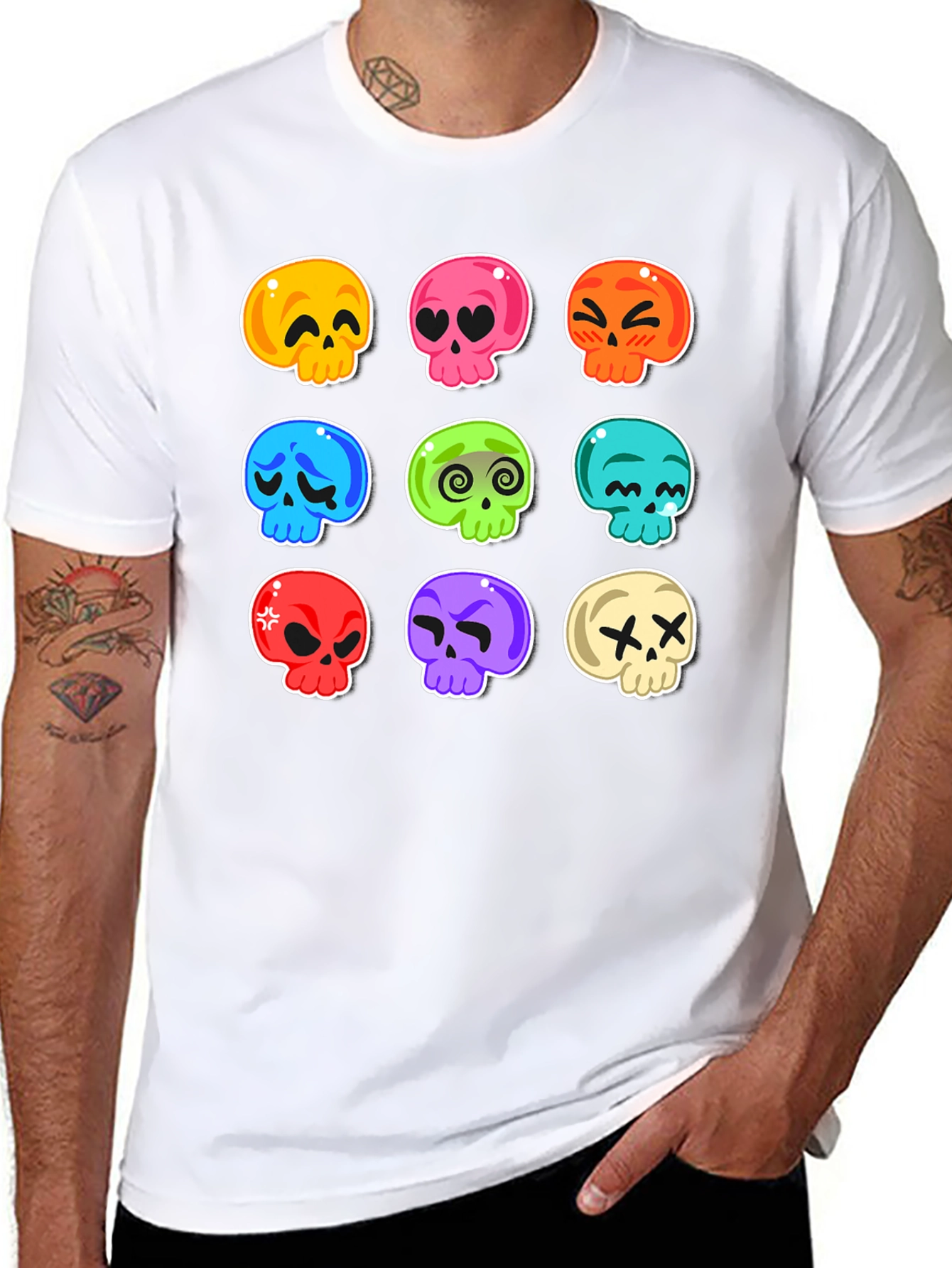 Skull Emoji Print T-Shirt - Fun & Spooky