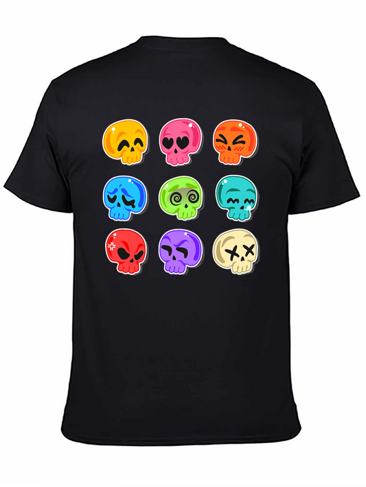 Skull Emoji Print T-Shirt - Fun & Spooky