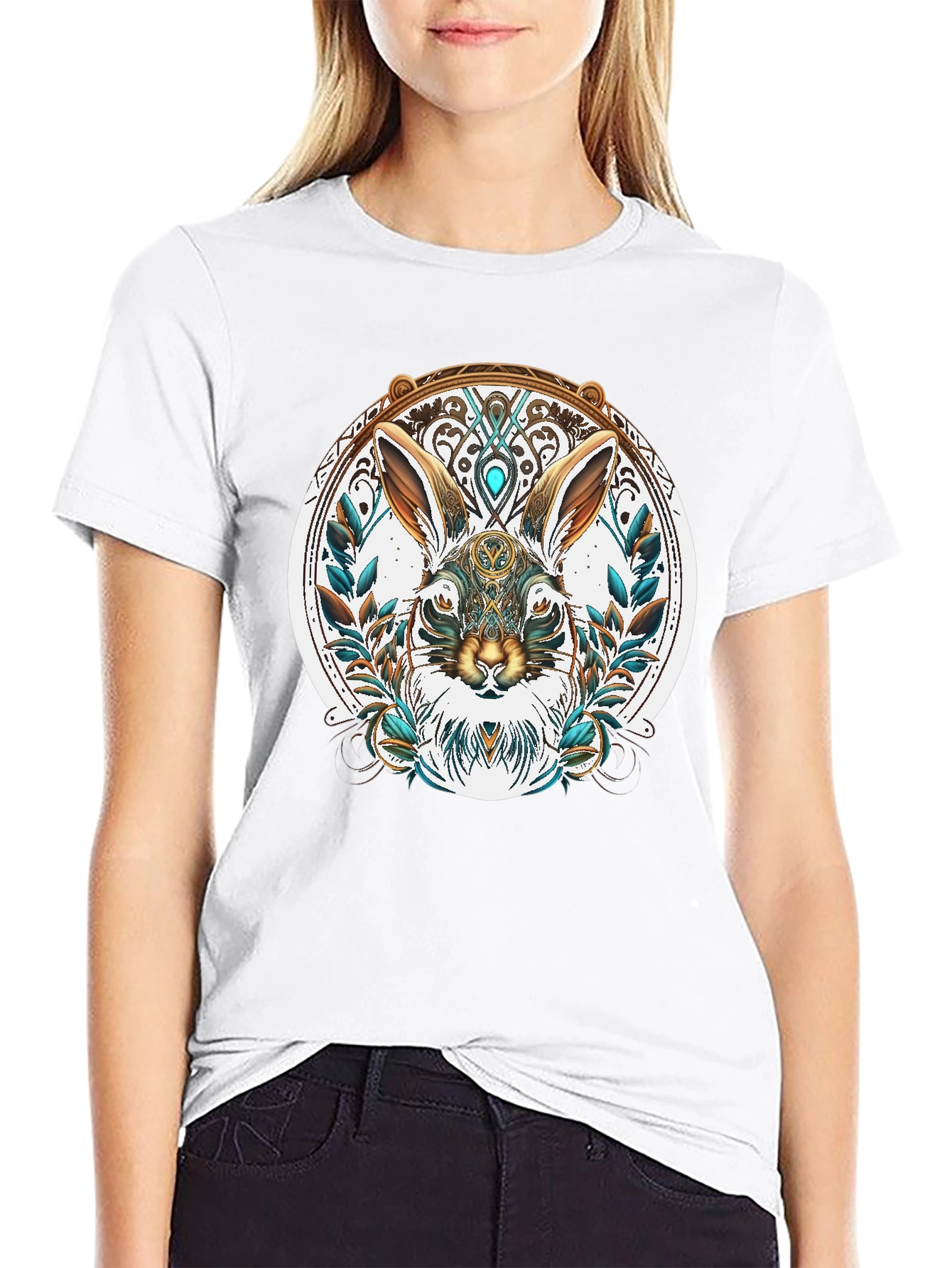 Ornate Rabbit Graphic T-Shirt - Unique Design