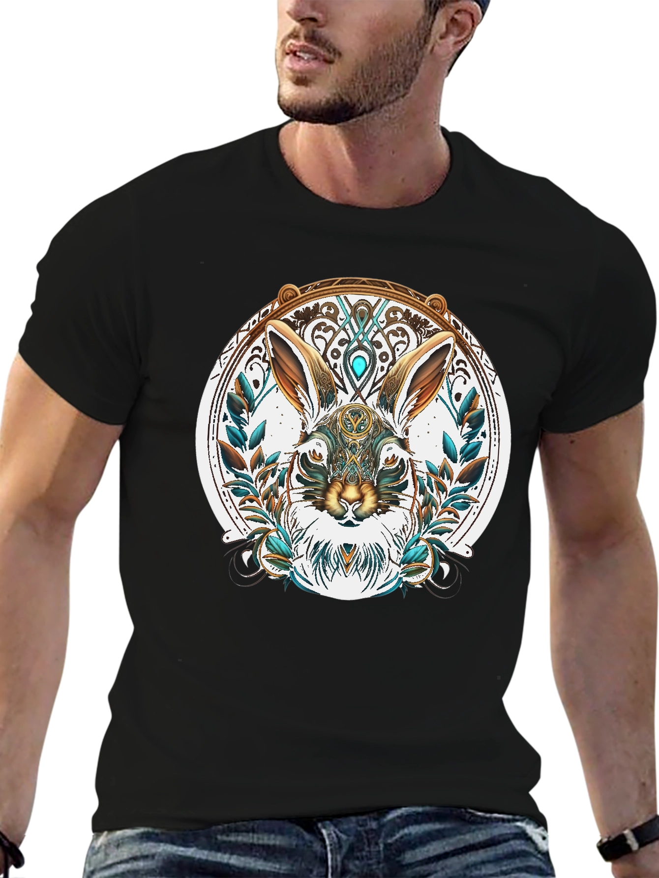 Ornate Rabbit Graphic T-Shirt - Unique Design