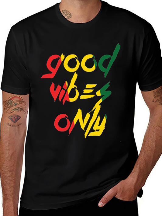 Good Vibes Only Graphic T-Shirt - Rasta Colors