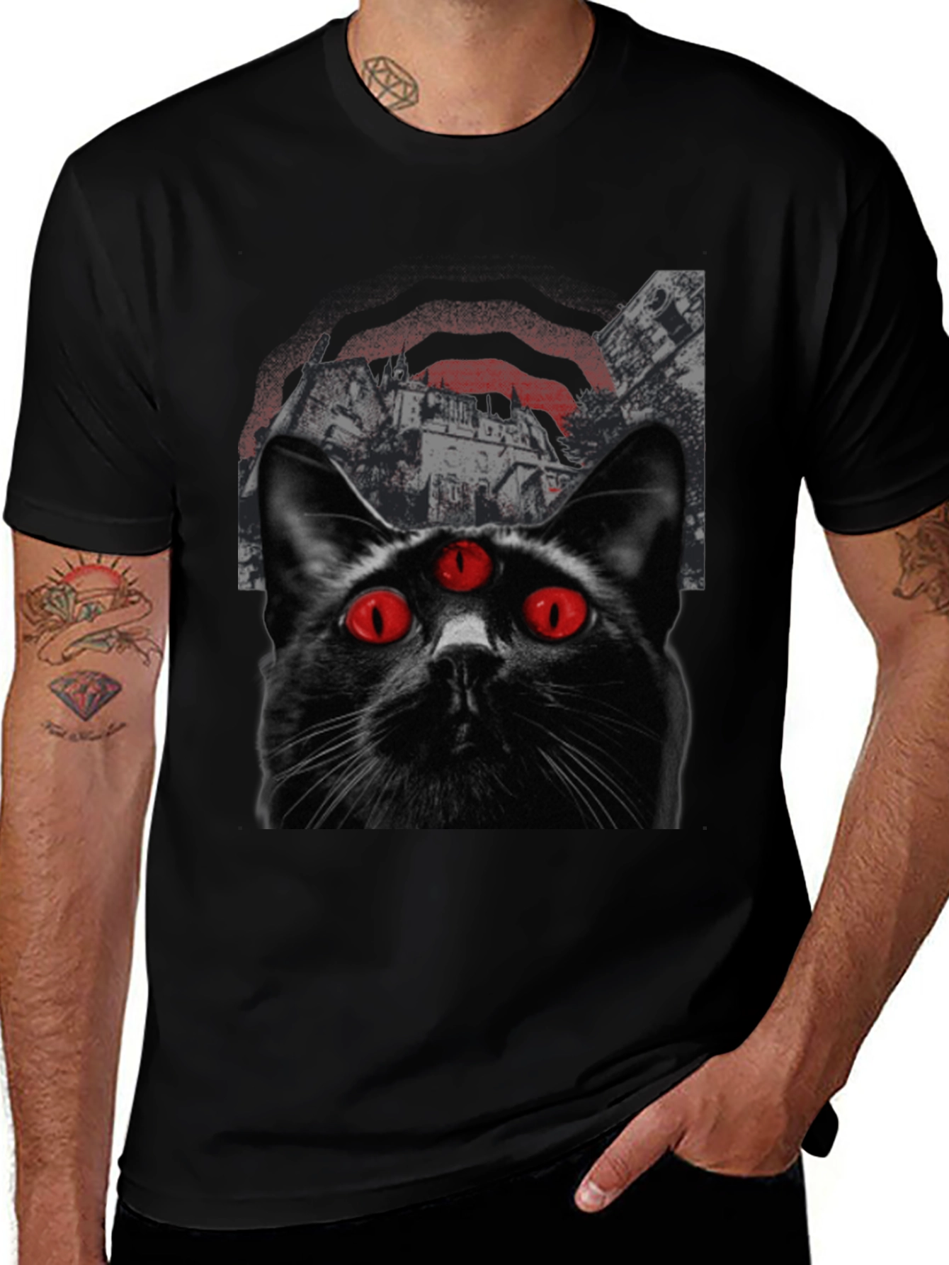 Three-Eyed Cat Graphic T-Shirt