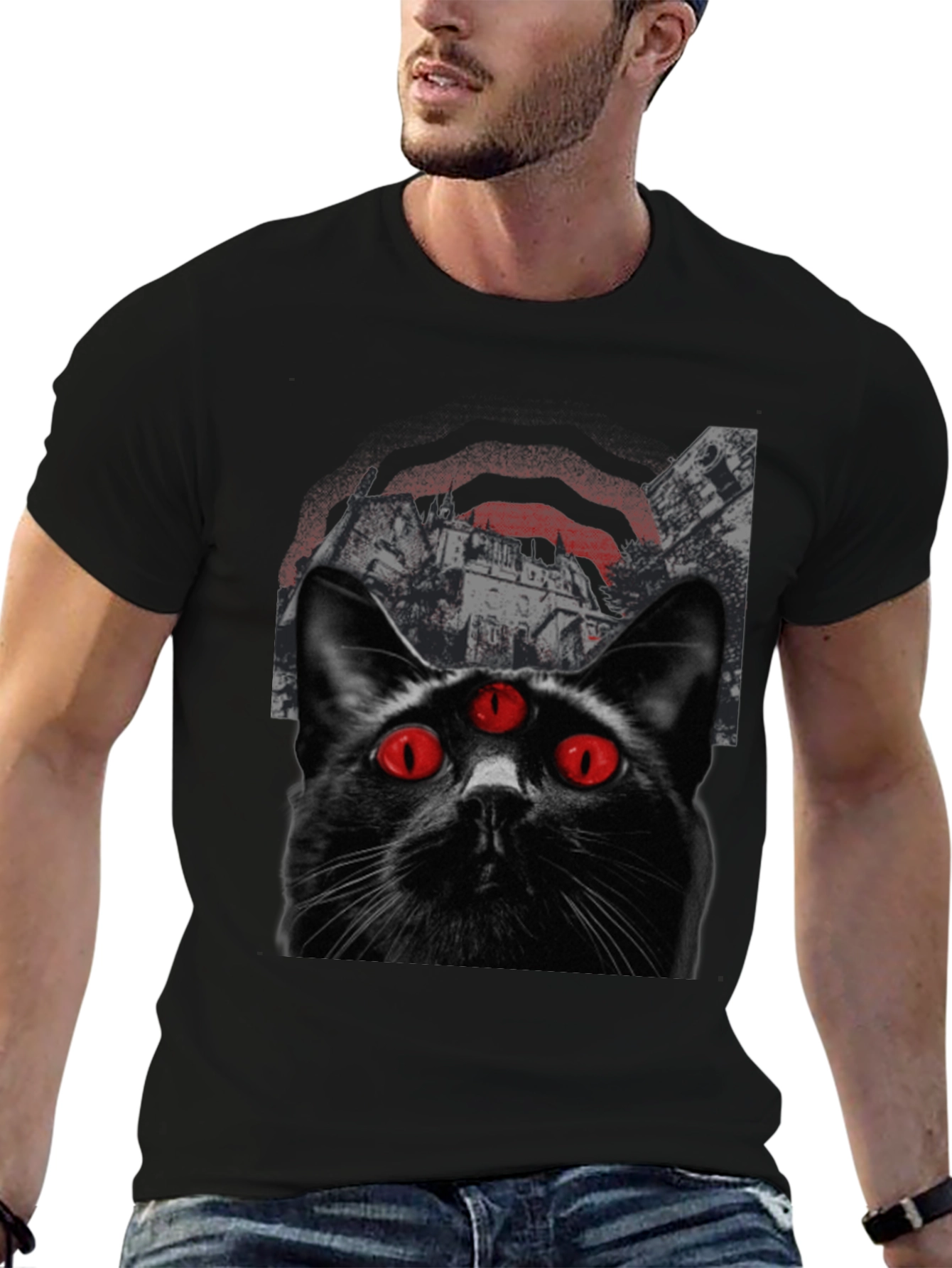 Three-Eyed Cat Graphic T-Shirt