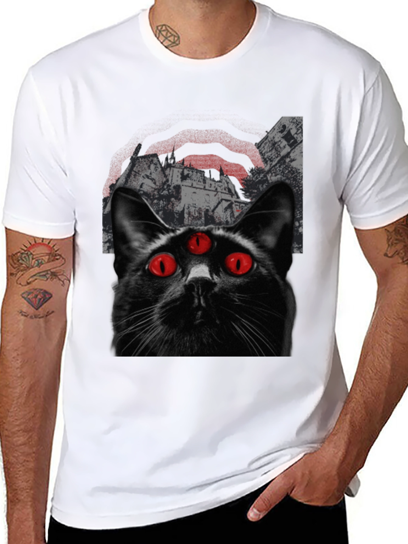 Three-Eyed Cat Graphic T-Shirt