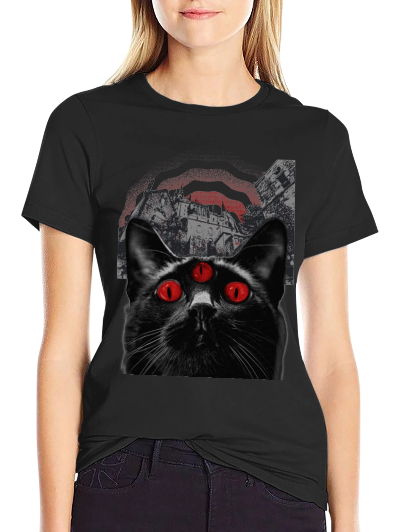Three-Eyed Cat Graphic T-Shirt