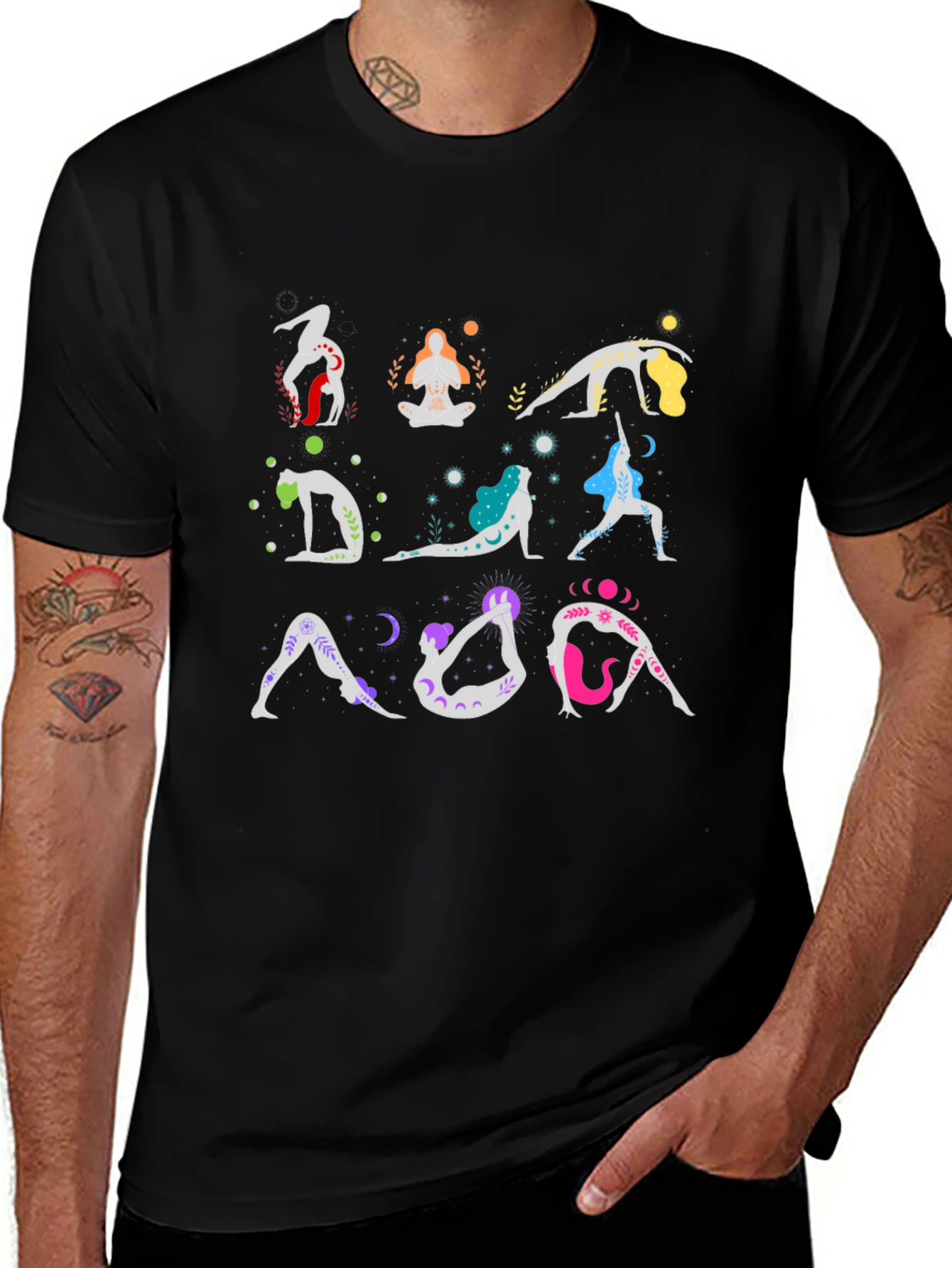 Yoga Poses T-Shirt - Black