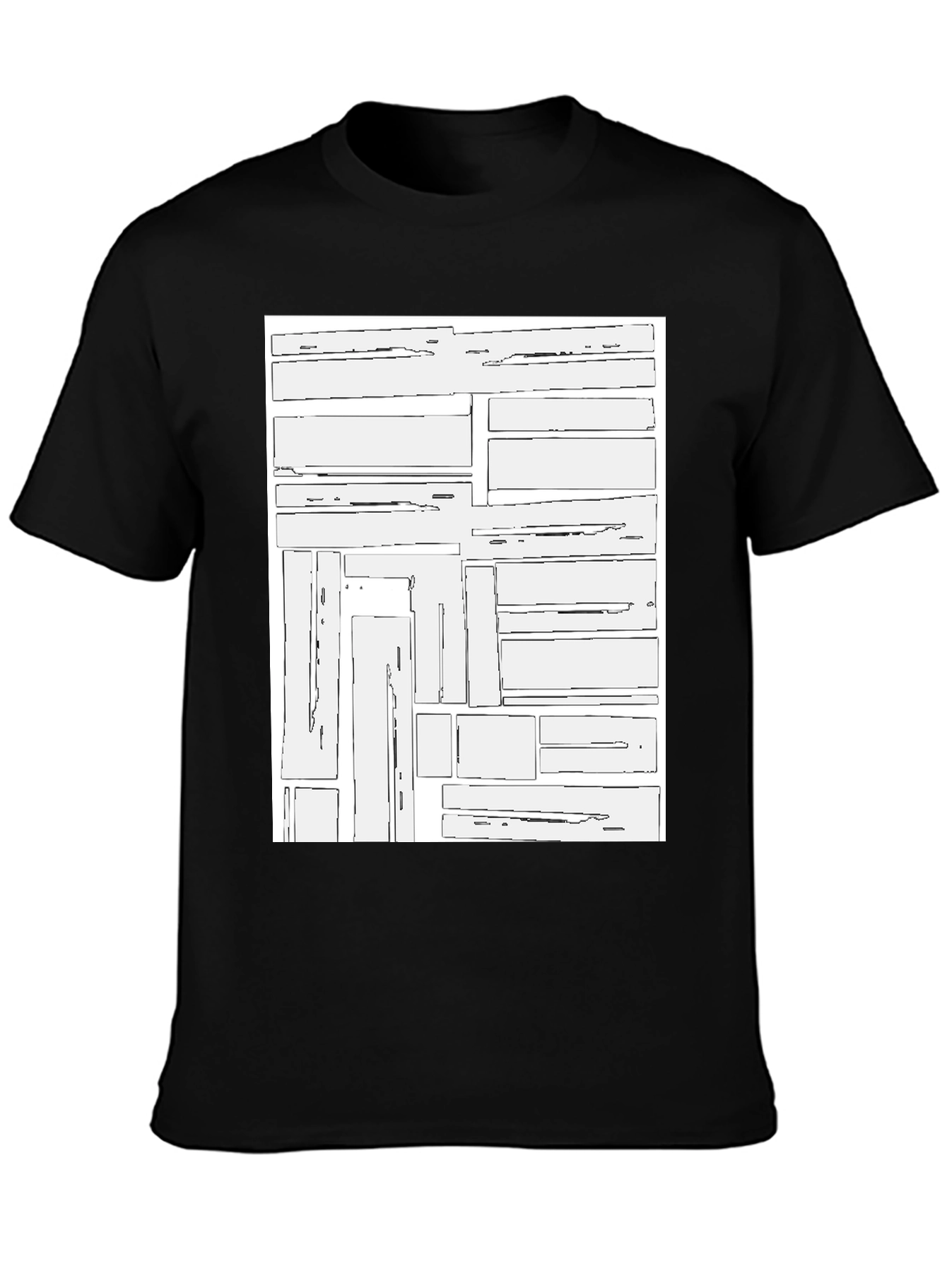 Geometric Block Print Black T-Shirt