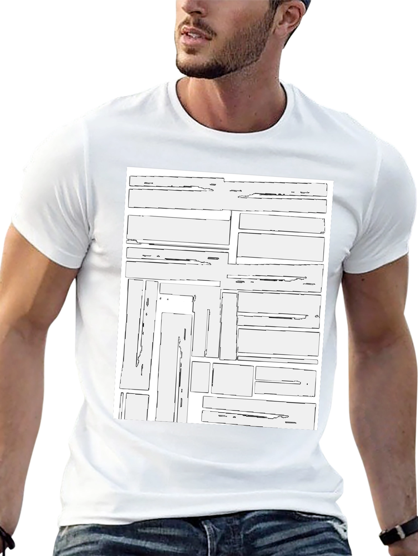 Geometric Block Print Black T-Shirt