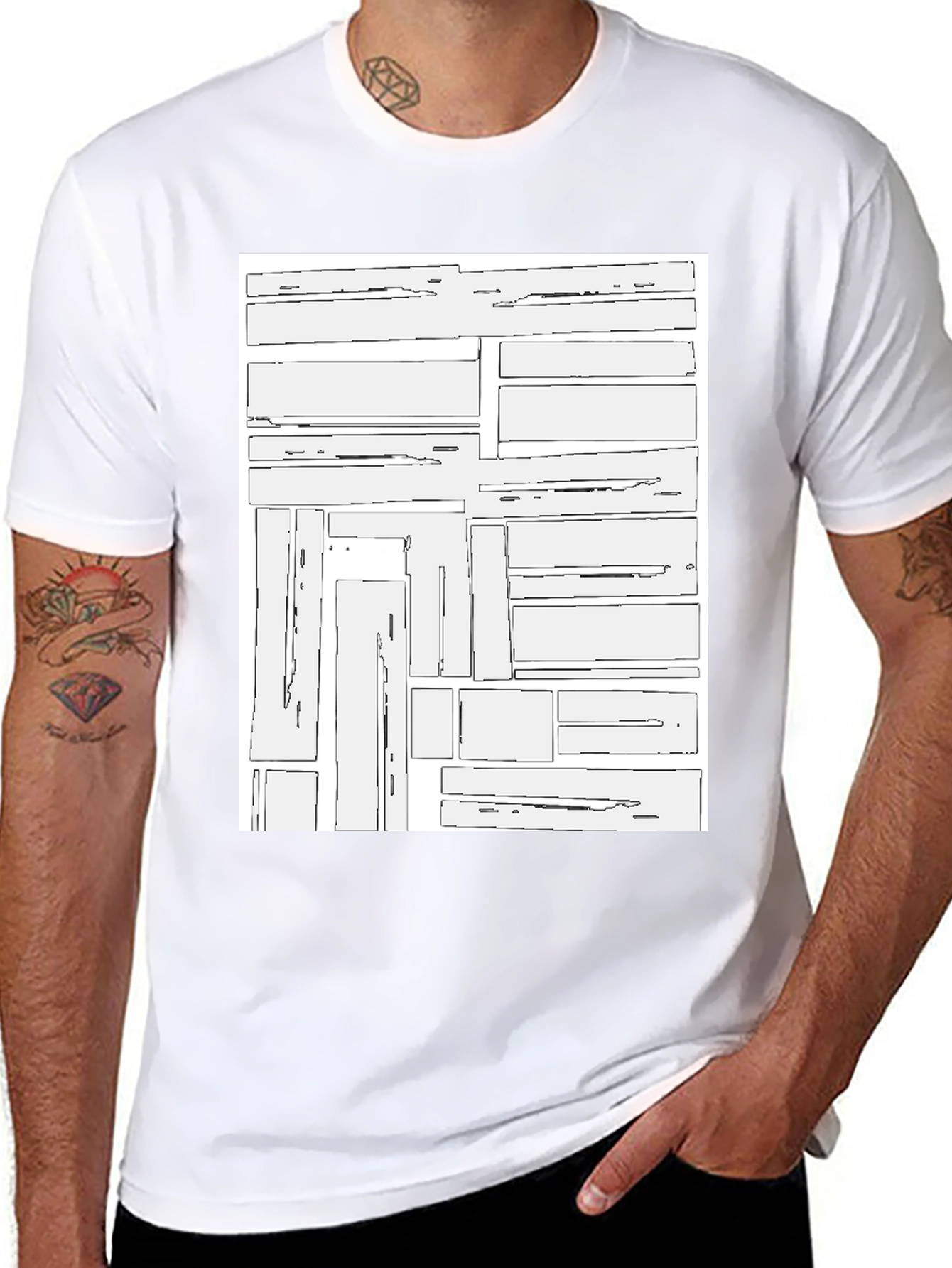 Geometric Block Print Black T-Shirt