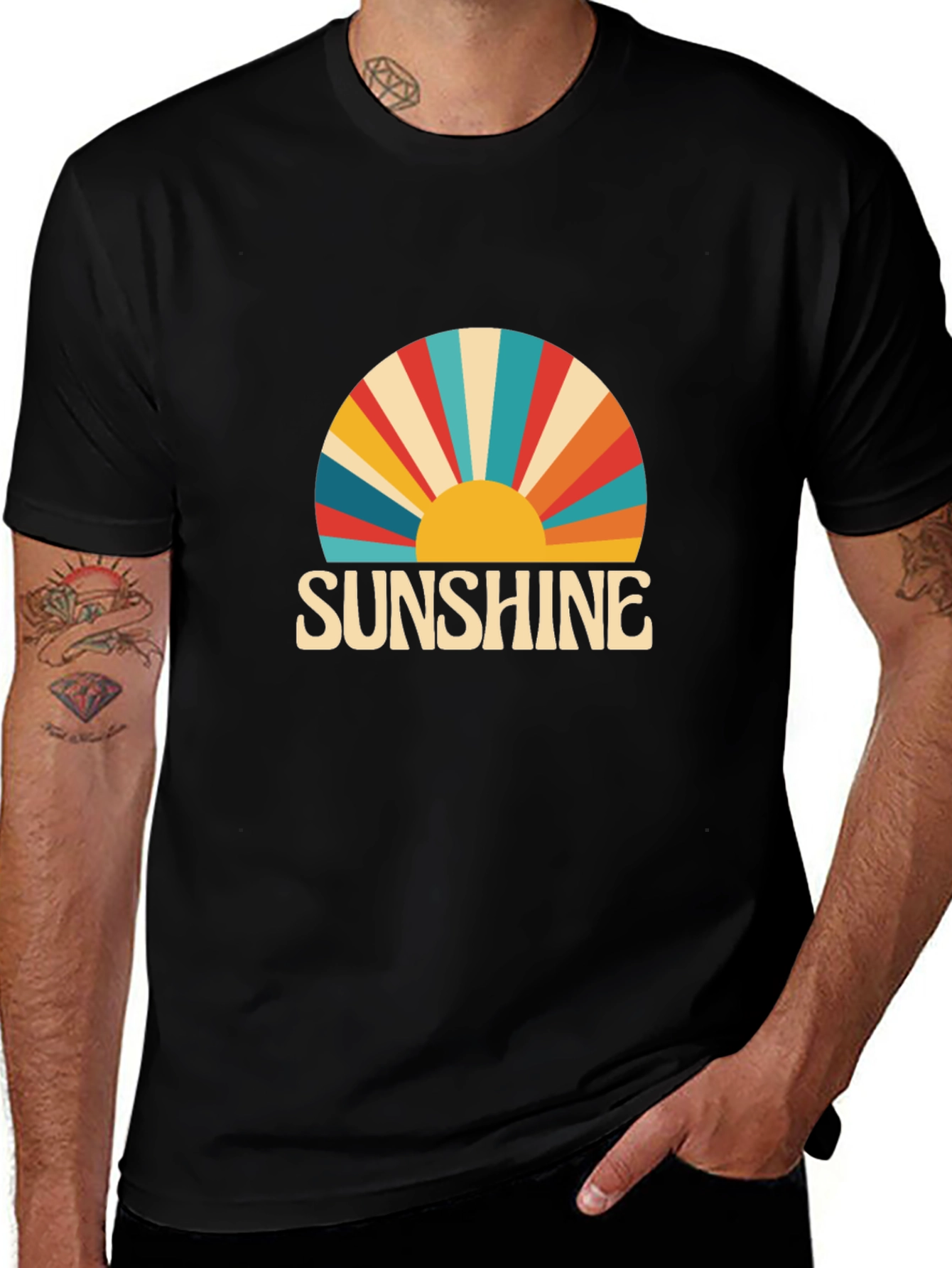 Sunshine Retro Graphic Tee -  Black T-Shirt