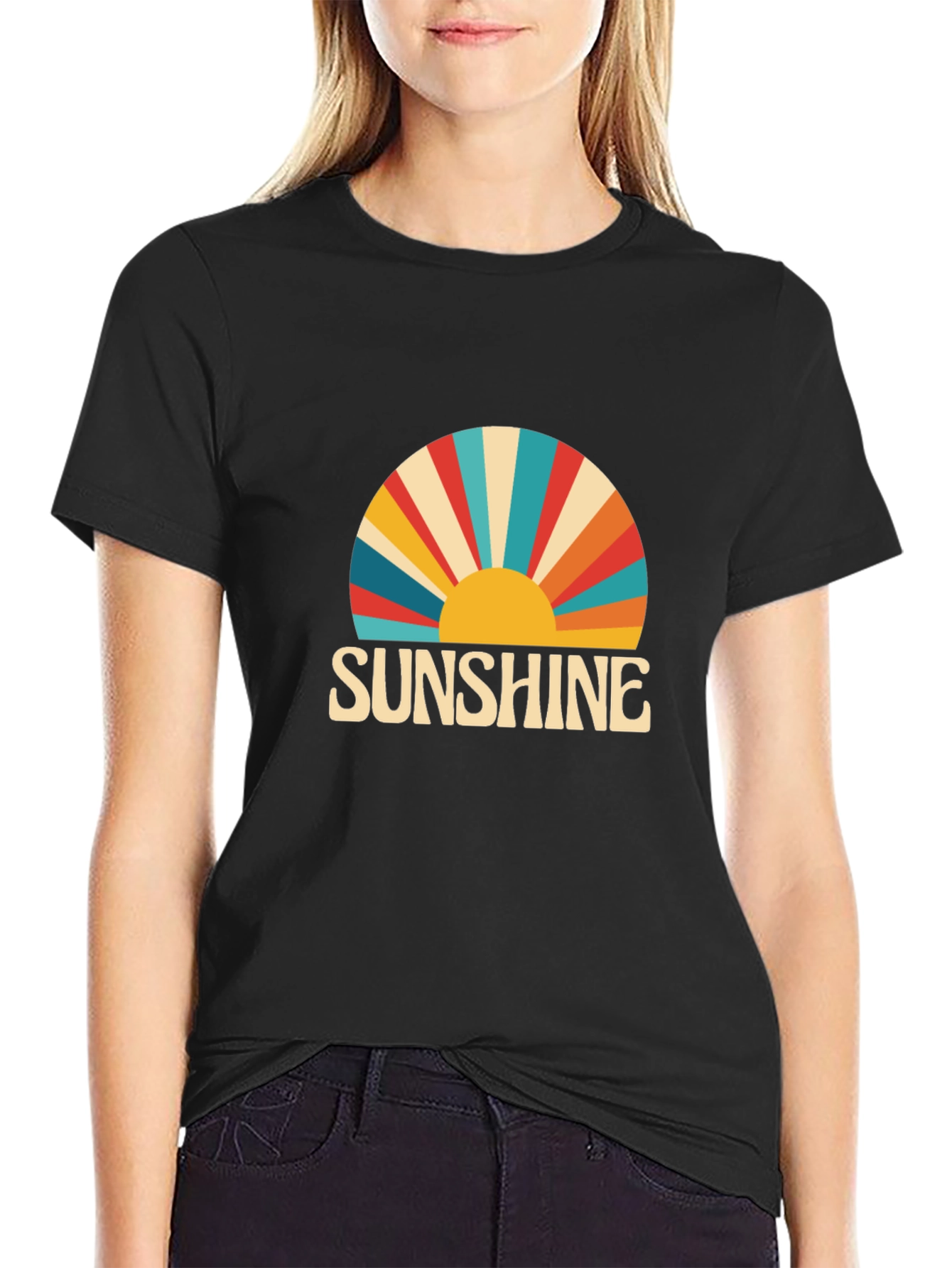 Sunshine Retro Graphic Tee -  Black T-Shirt
