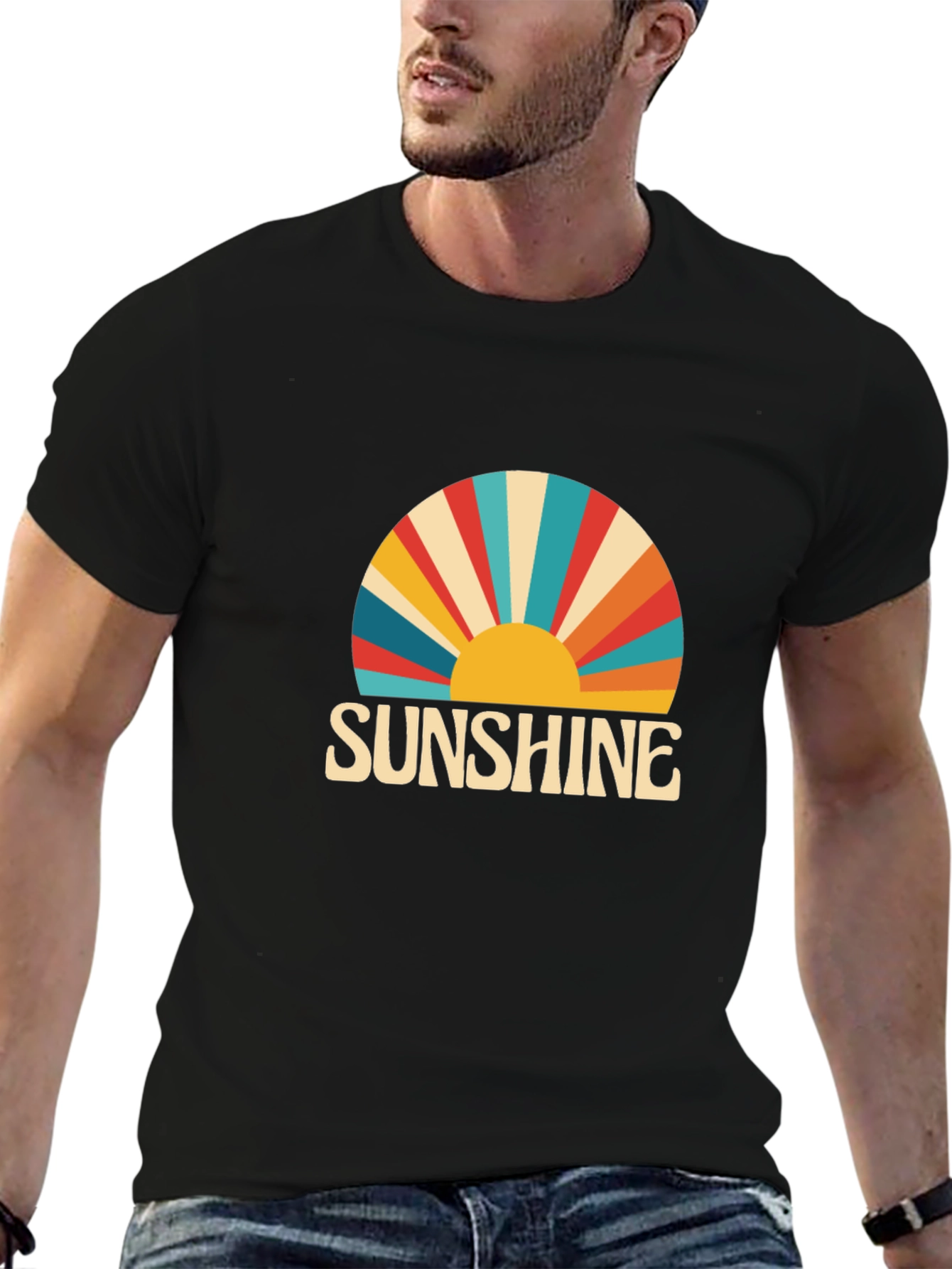 Sunshine Retro Graphic Tee -  Black T-Shirt