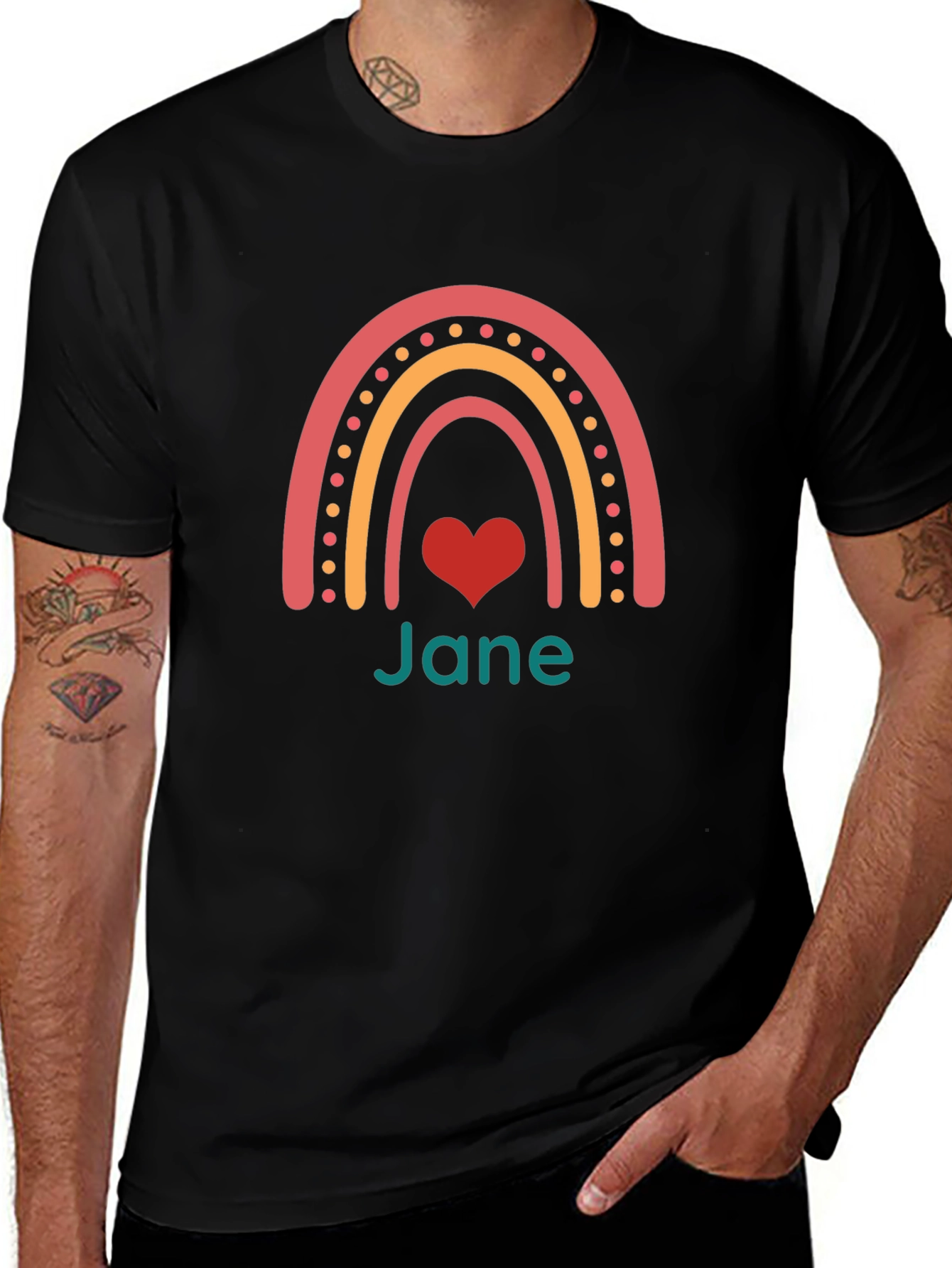 Rainbow Heart Personalized Womens T-Shirt