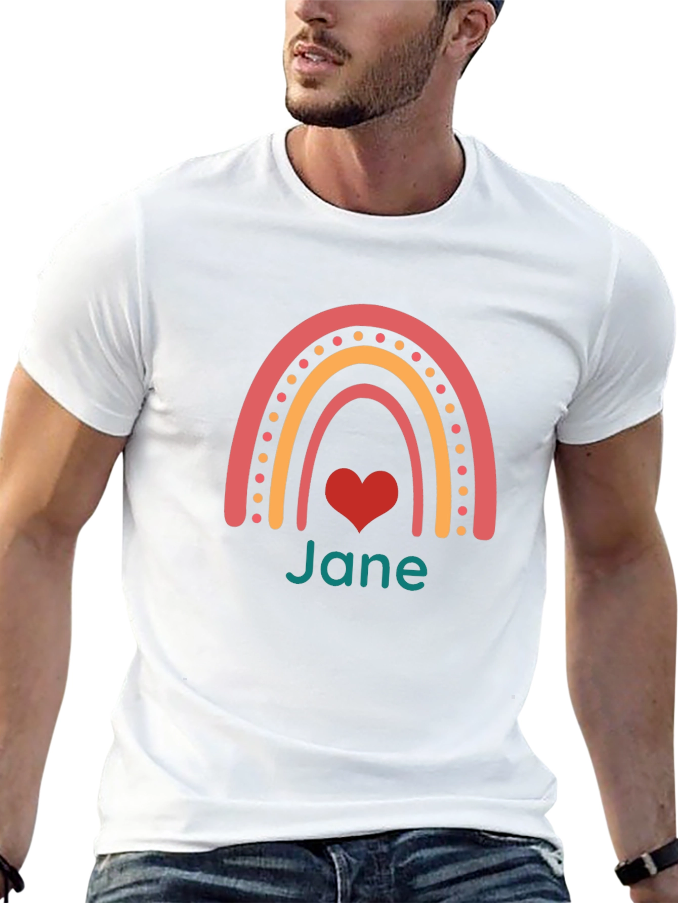 Rainbow Heart Personalized Womens T-Shirt