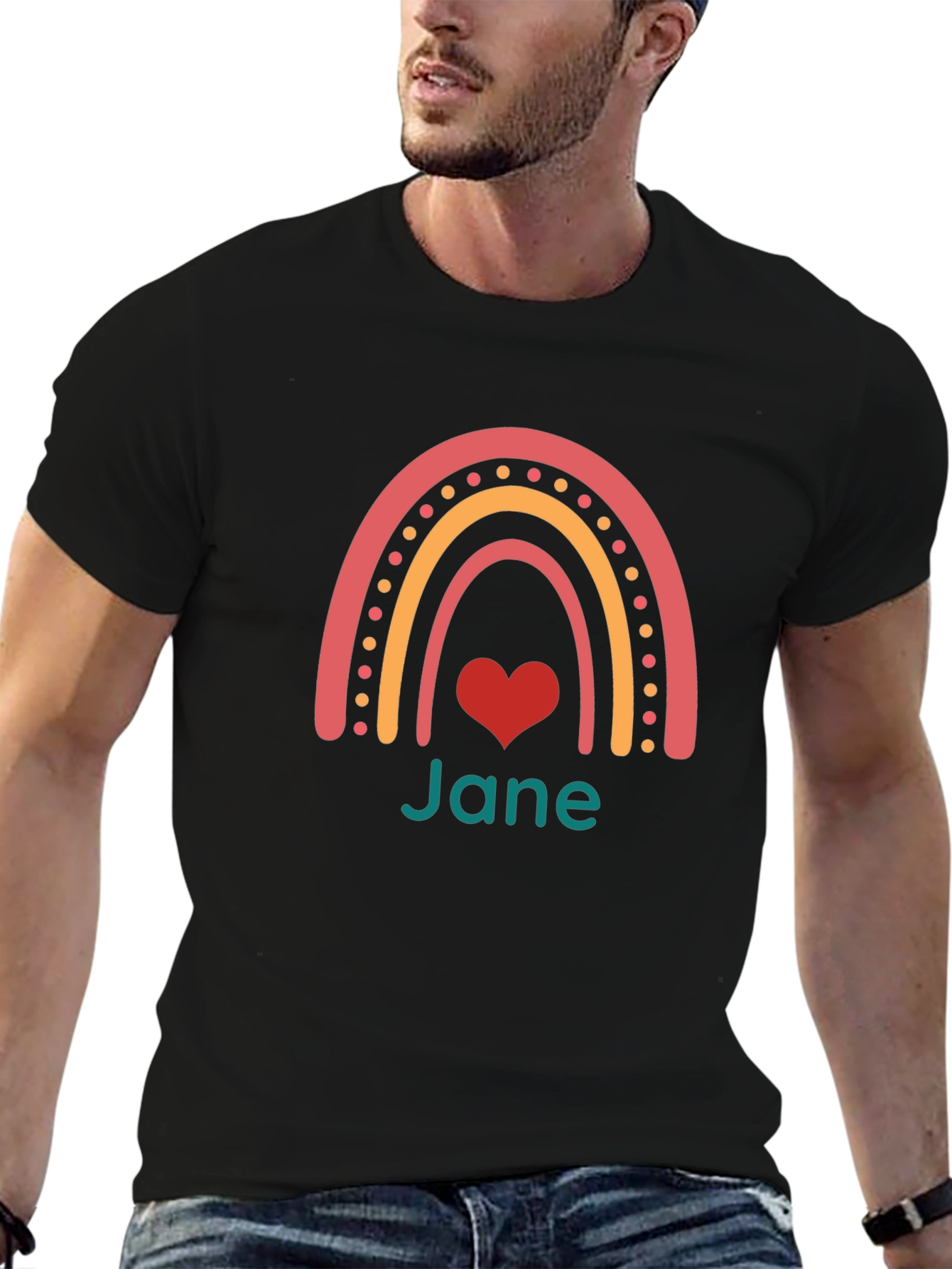 Rainbow Heart Personalized Womens T-Shirt