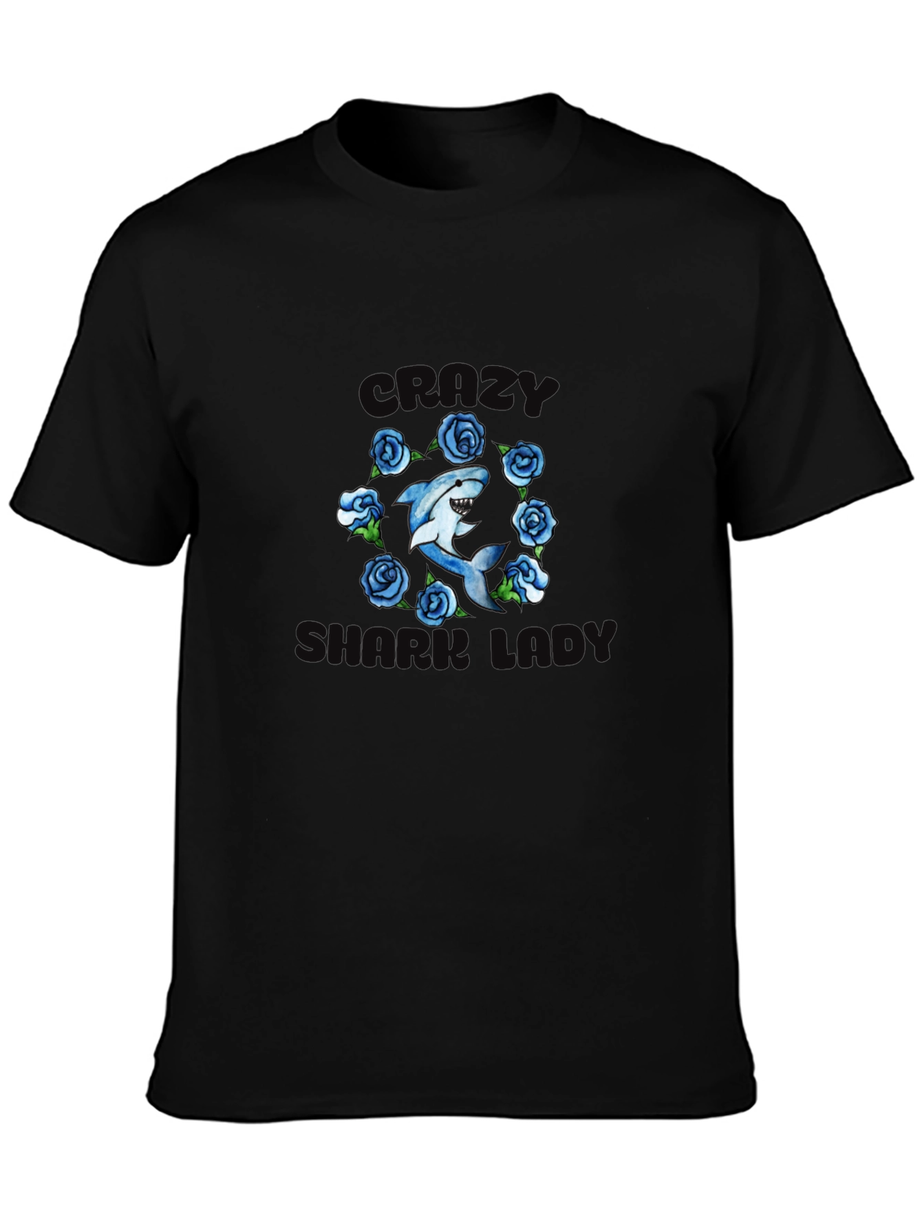 Crazy Shark Girl T-Shirt - Floral Design