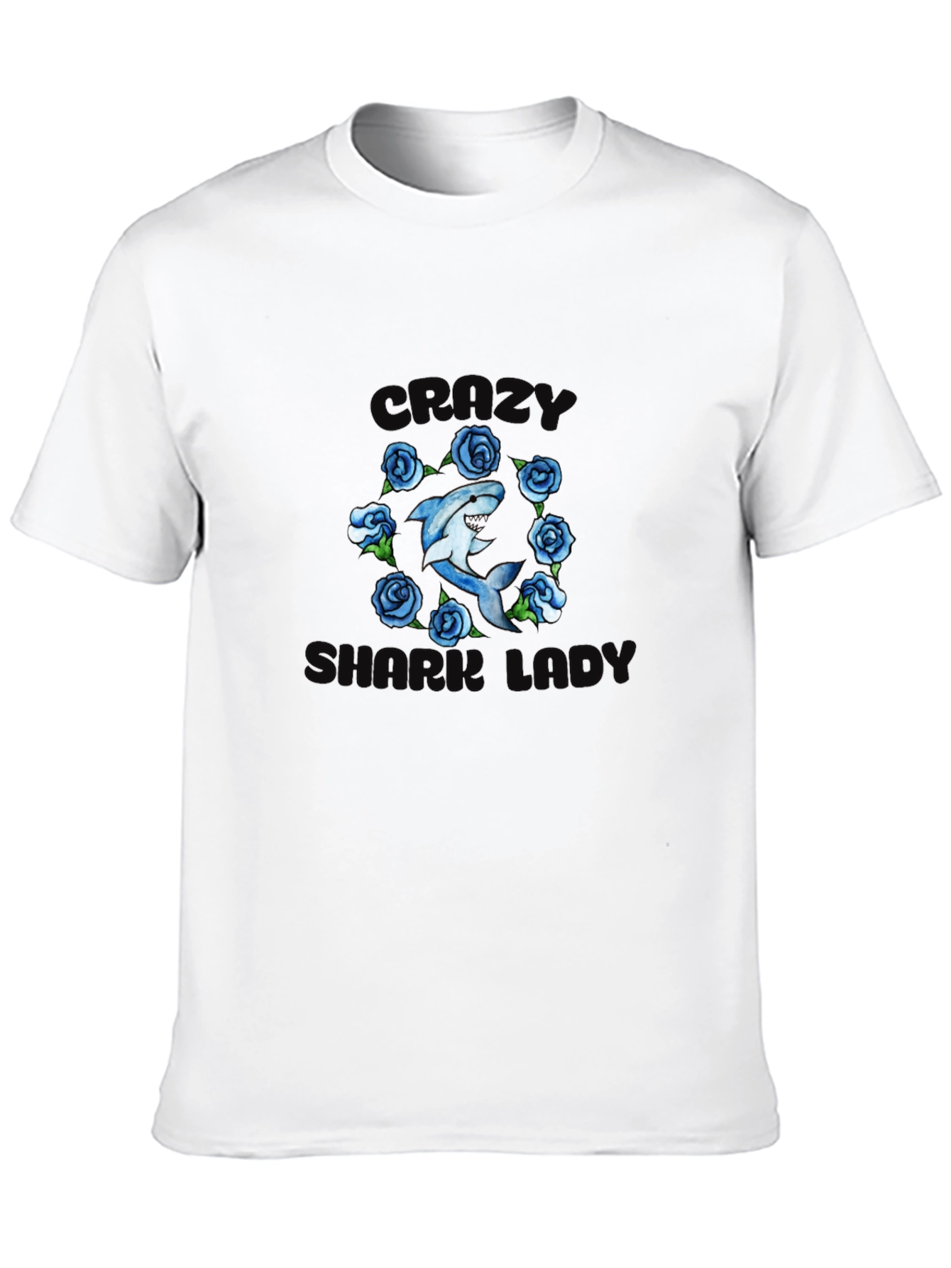 Crazy Shark Girl T-Shirt - Floral Design