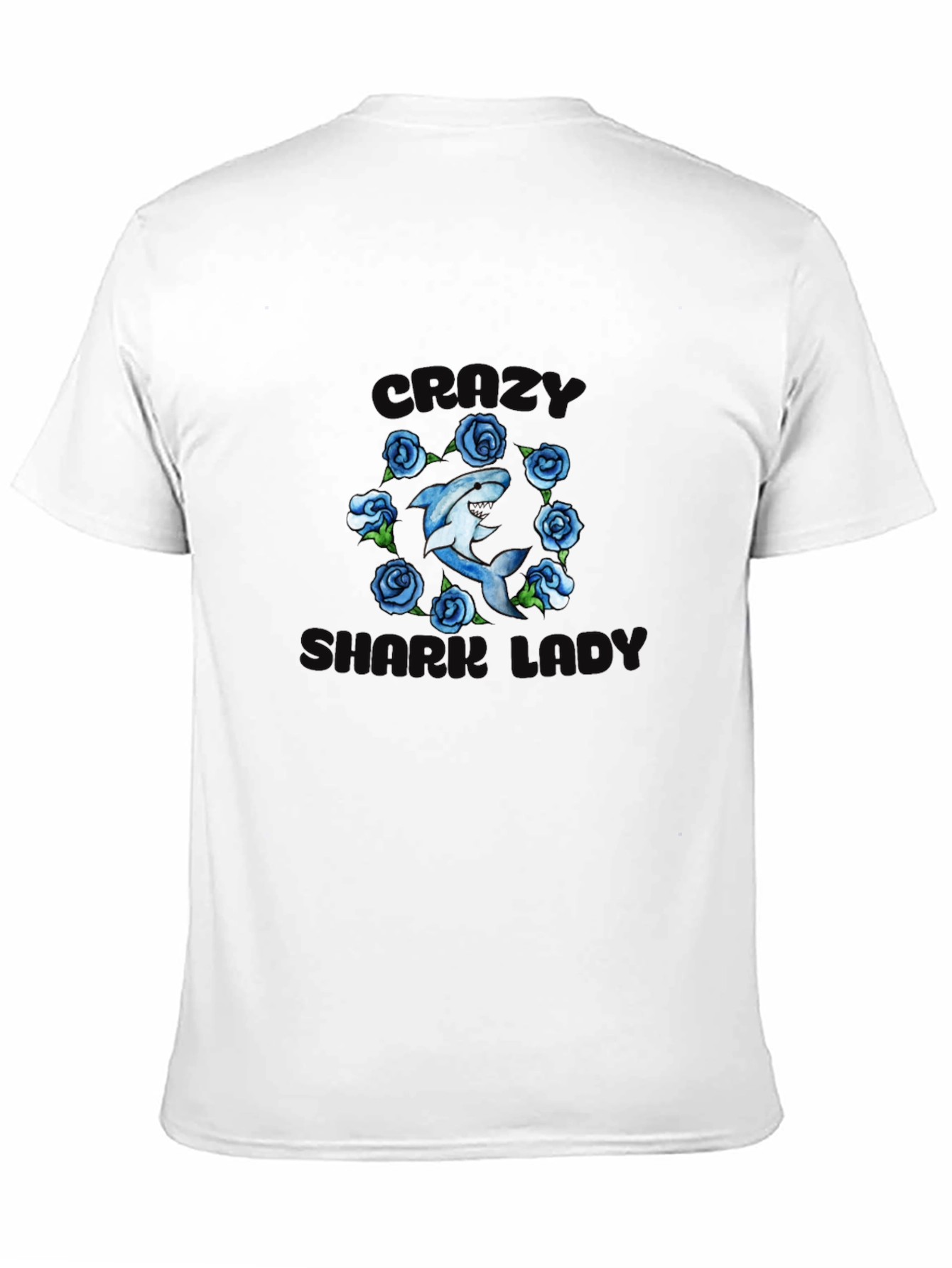 Crazy Shark Girl T-Shirt - Floral Design