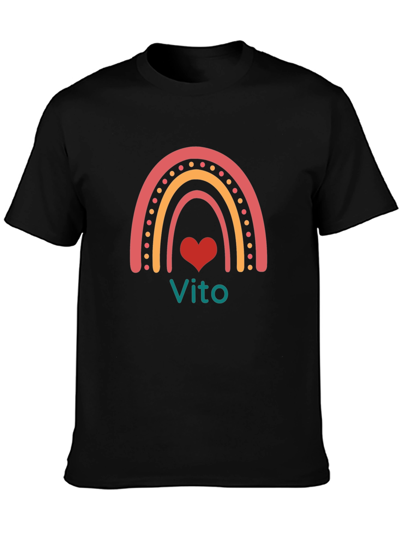 Vito Rainbow Heart Graphic Tee - Black