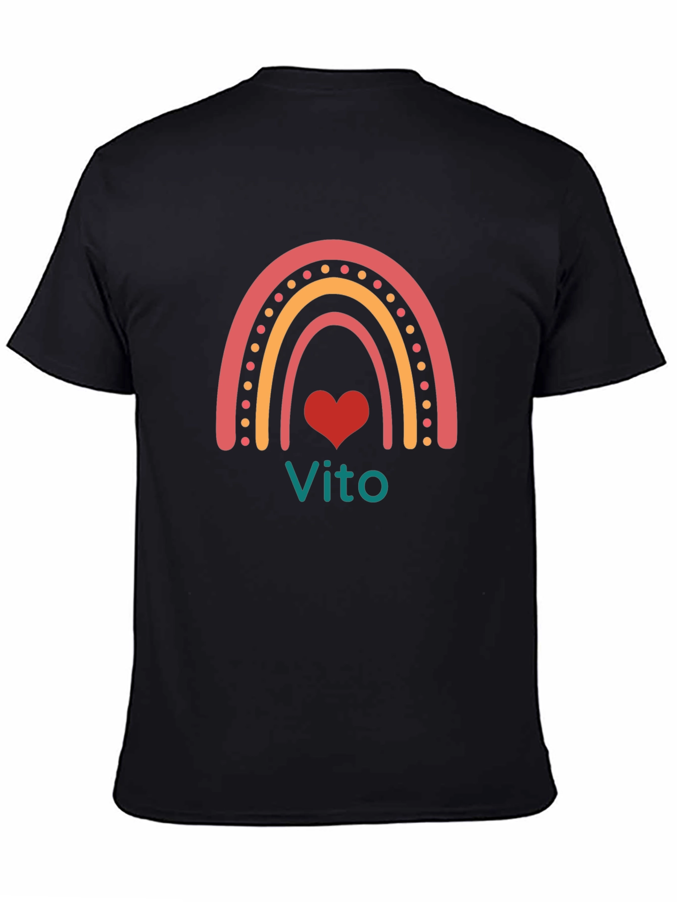Vito Rainbow Heart Graphic Tee - Black