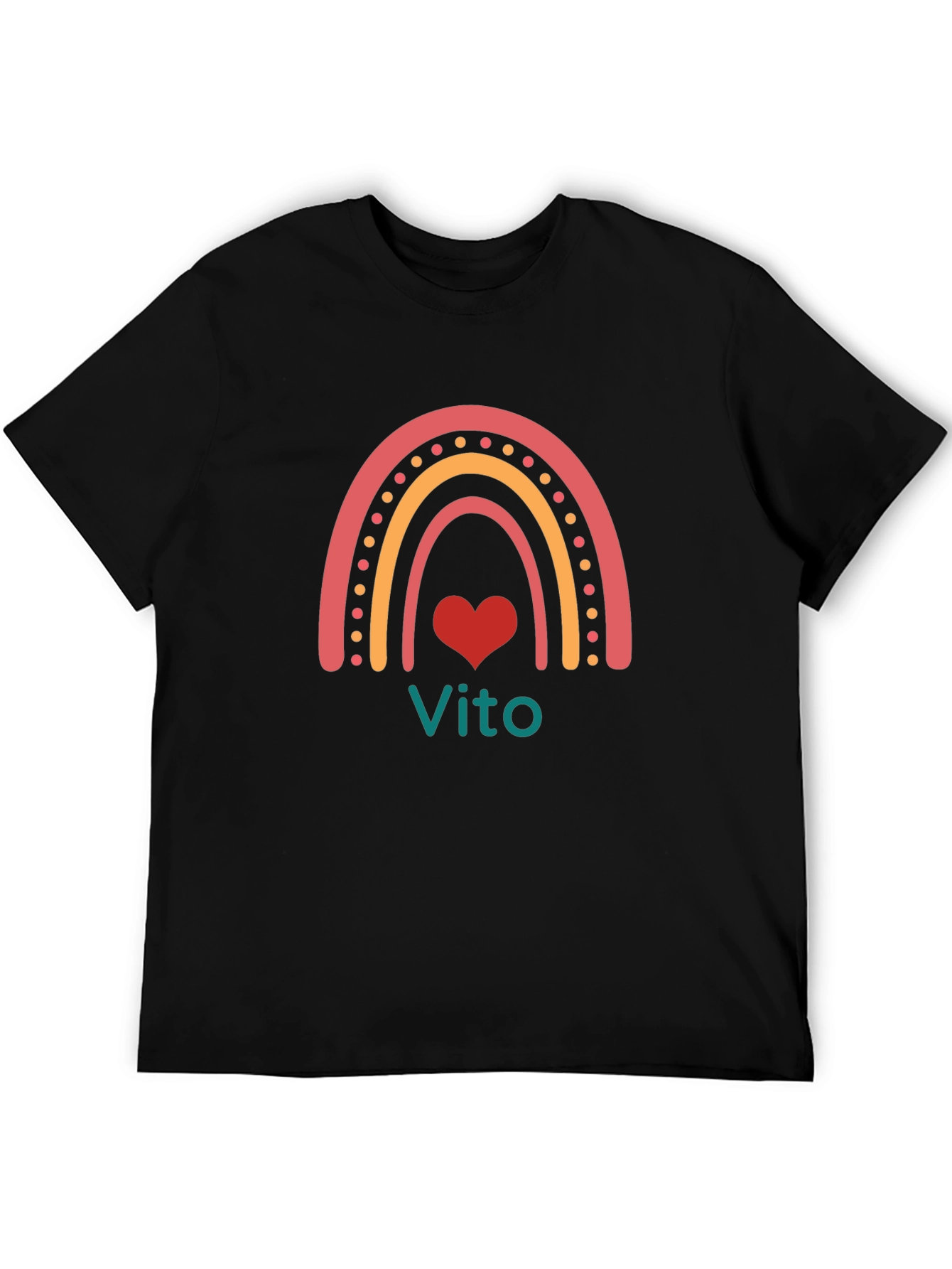 Vito Rainbow Heart Graphic Tee - Black