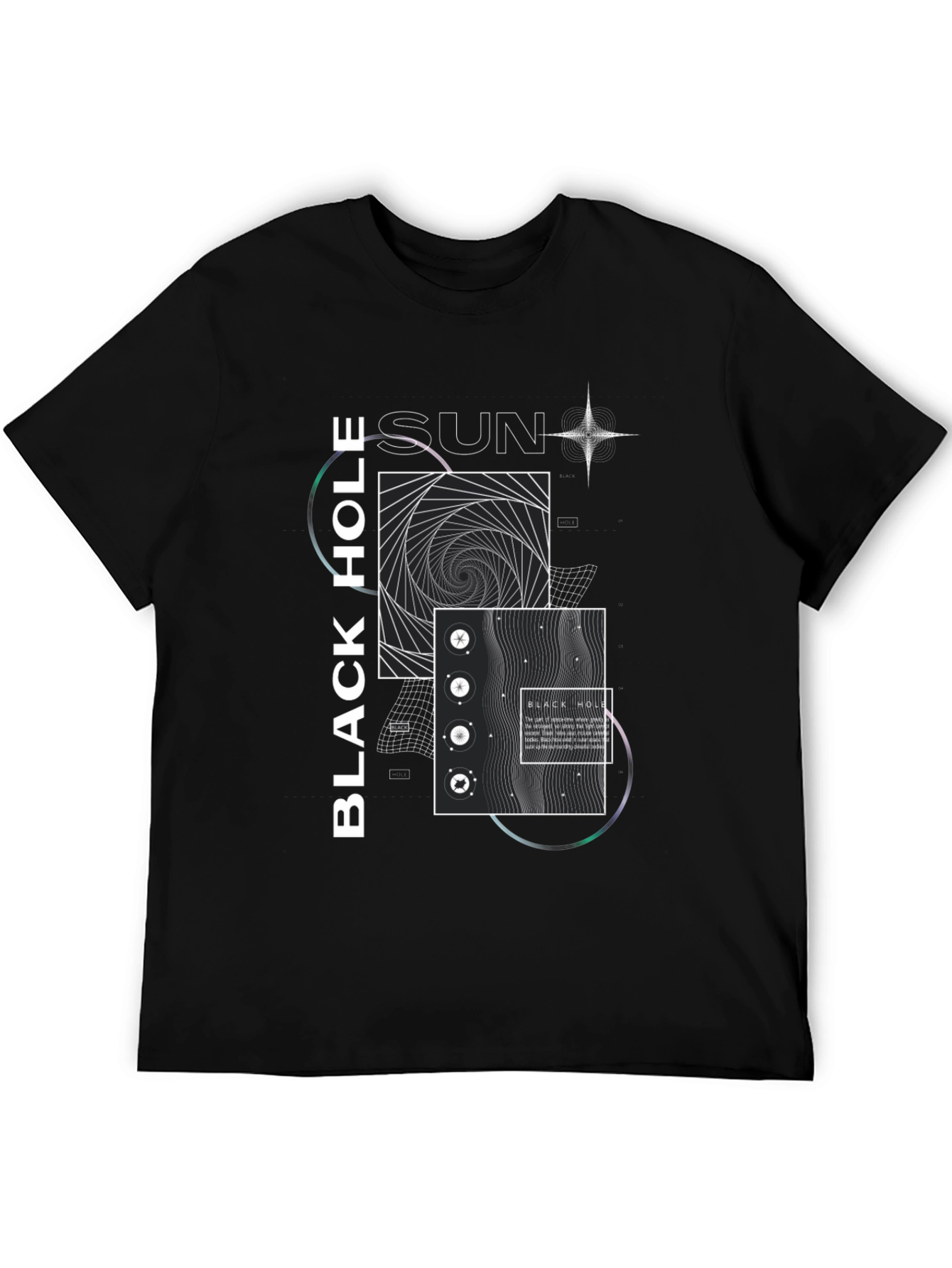 Modern Black Hole Graphic Print Crew Neck T-Shirt