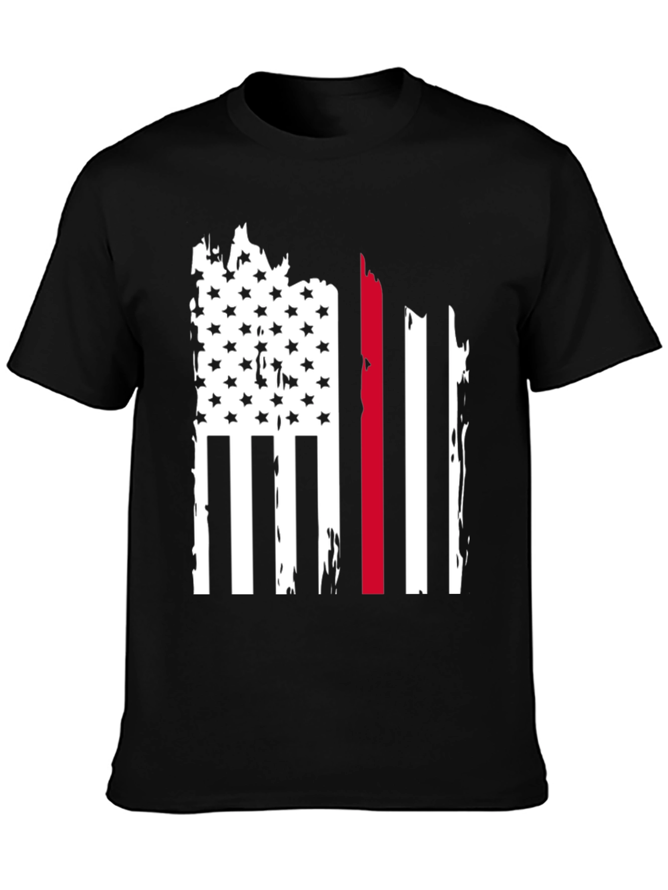 Thin Red Line Flag Graphic Tee - Black