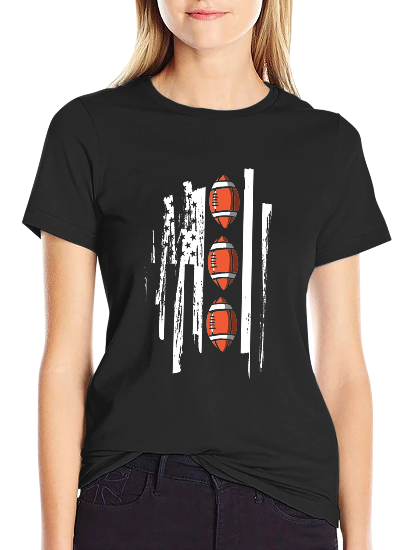 Football Flag Graphic Tee - Black