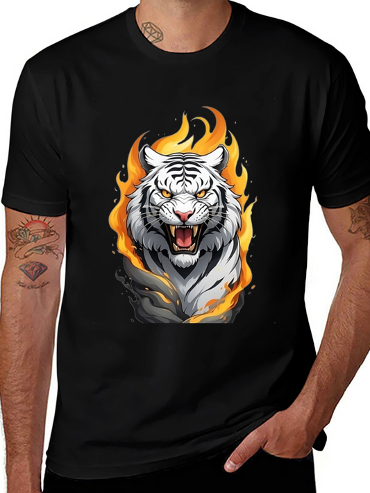 Fiery Tiger Graphic Tee - Bold Animal Print
