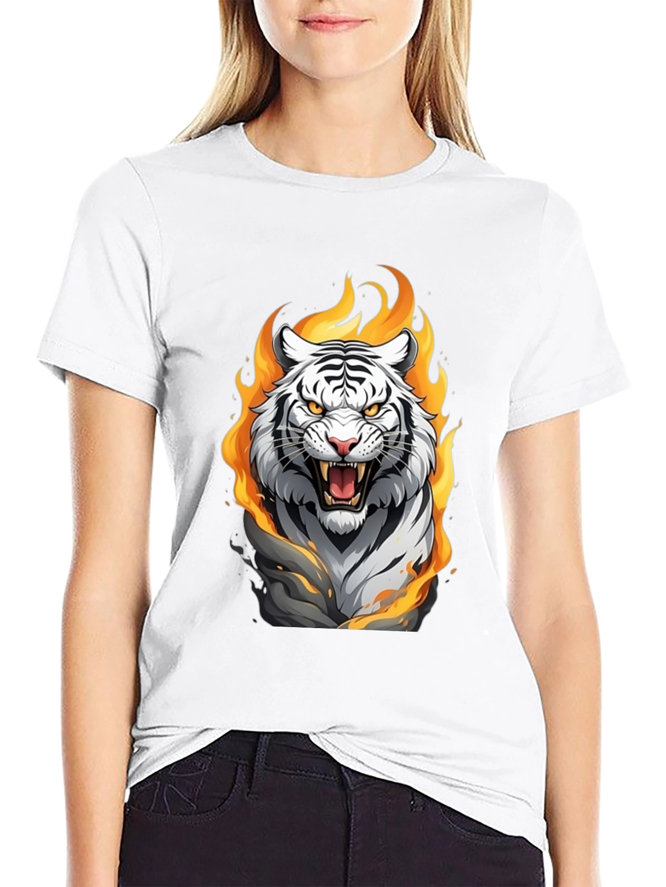 Fiery Tiger Graphic Tee - Bold Animal Print