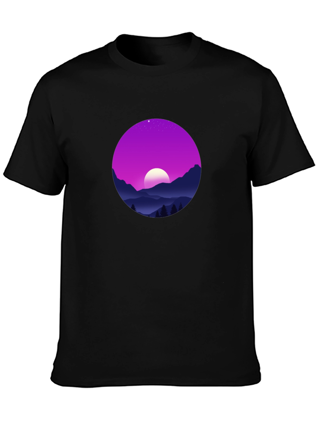 Mens Graphic Tee - Moonlit Mountainscape