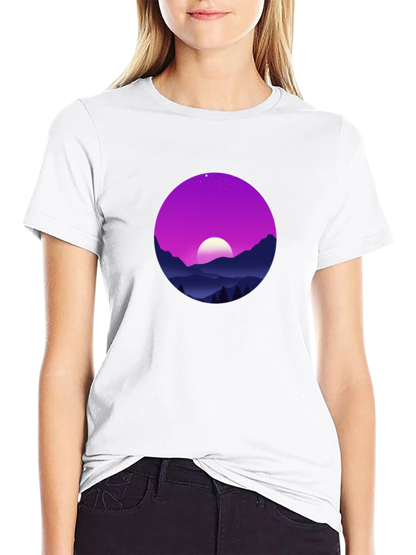 Mens Graphic Tee - Moonlit Mountainscape