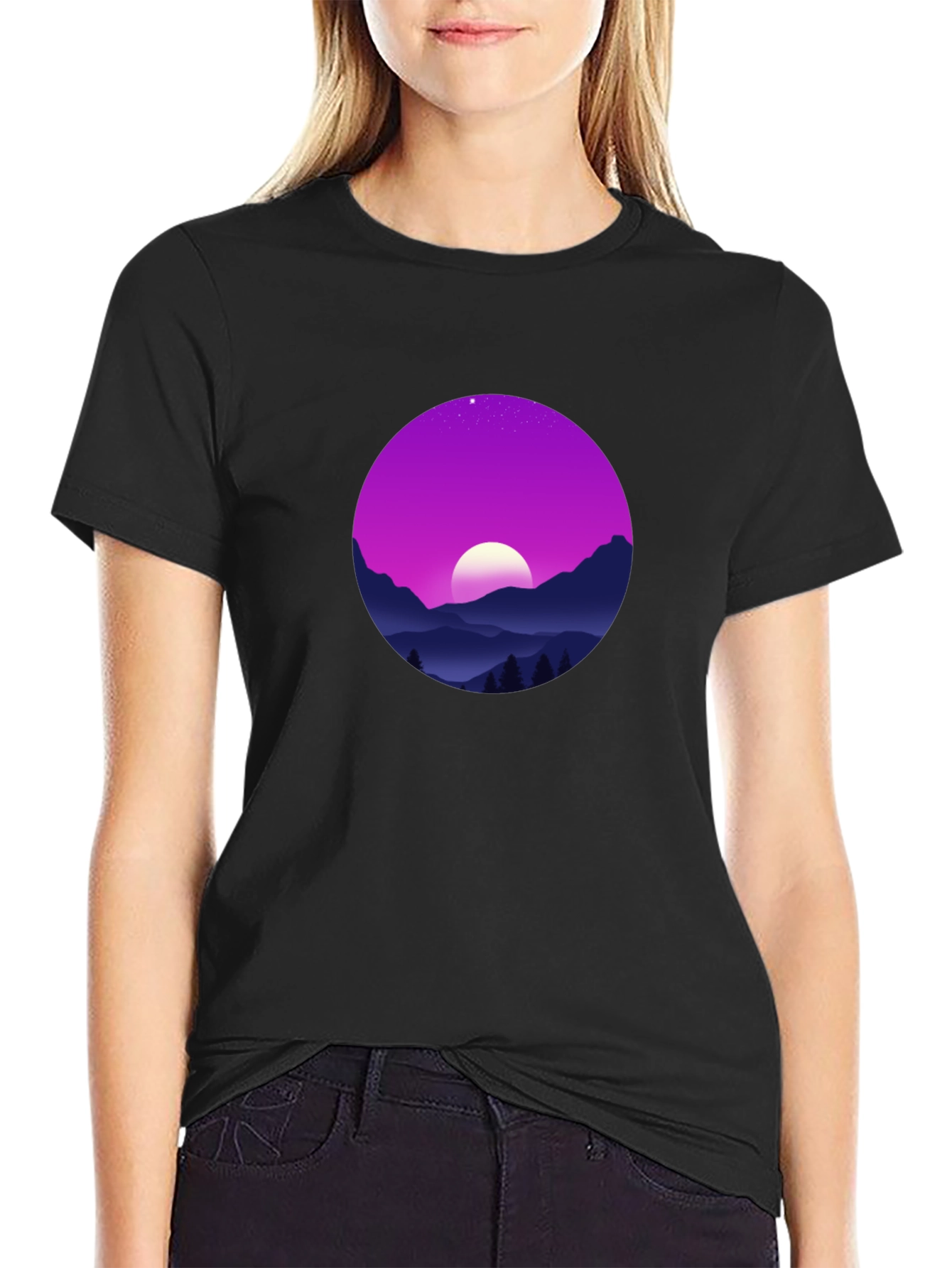 Mens Graphic Tee - Moonlit Mountainscape