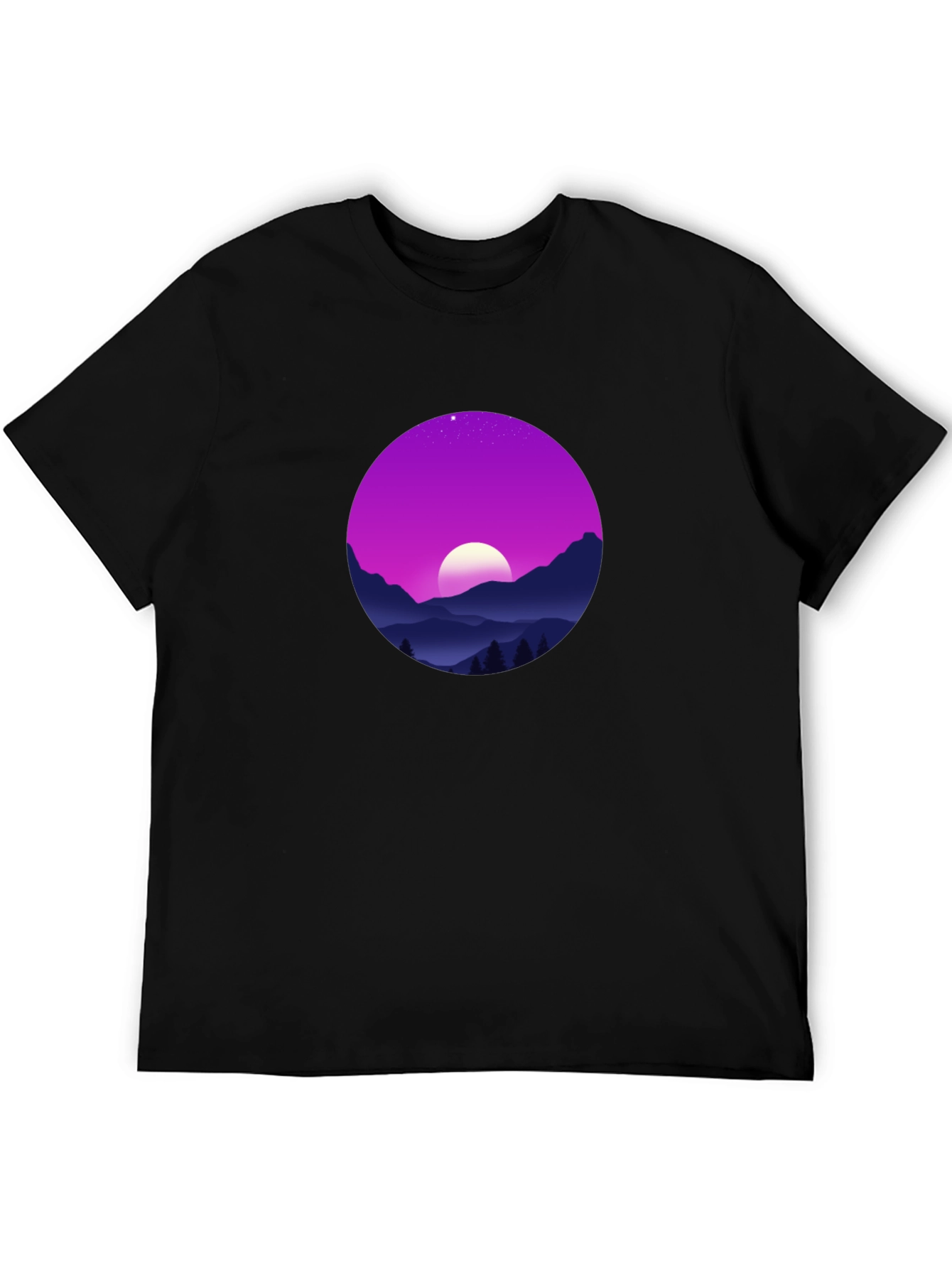 Mens Graphic Tee - Moonlit Mountainscape