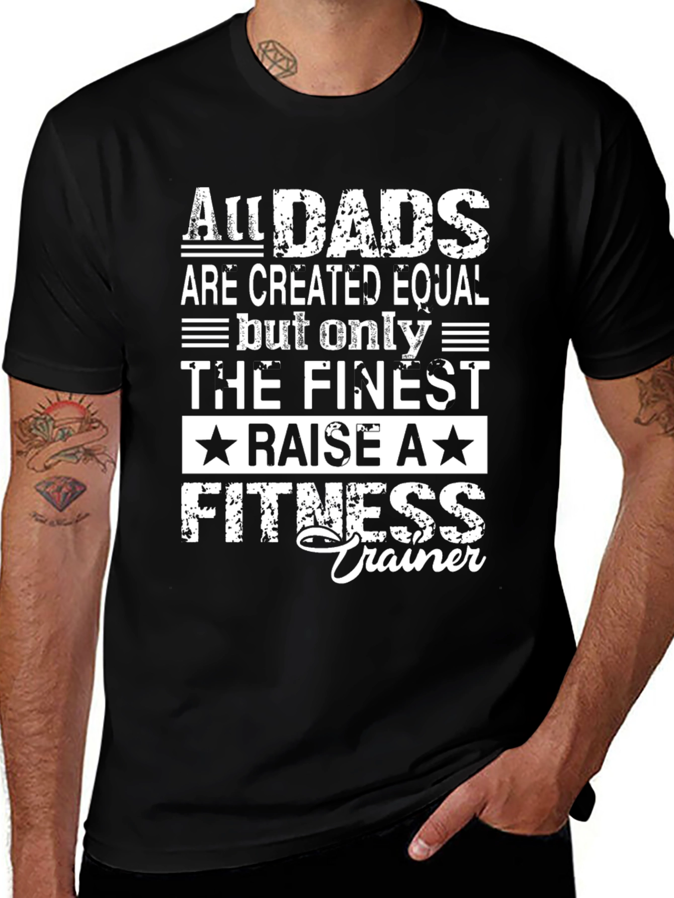 Finest Dad Fitness Trainer Black Graphic Tee