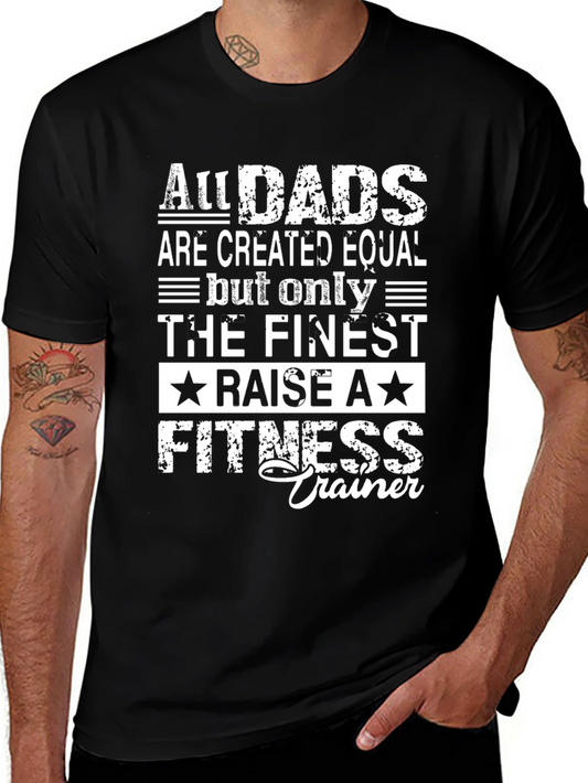 Finest Dad Fitness Trainer Black Graphic Tee