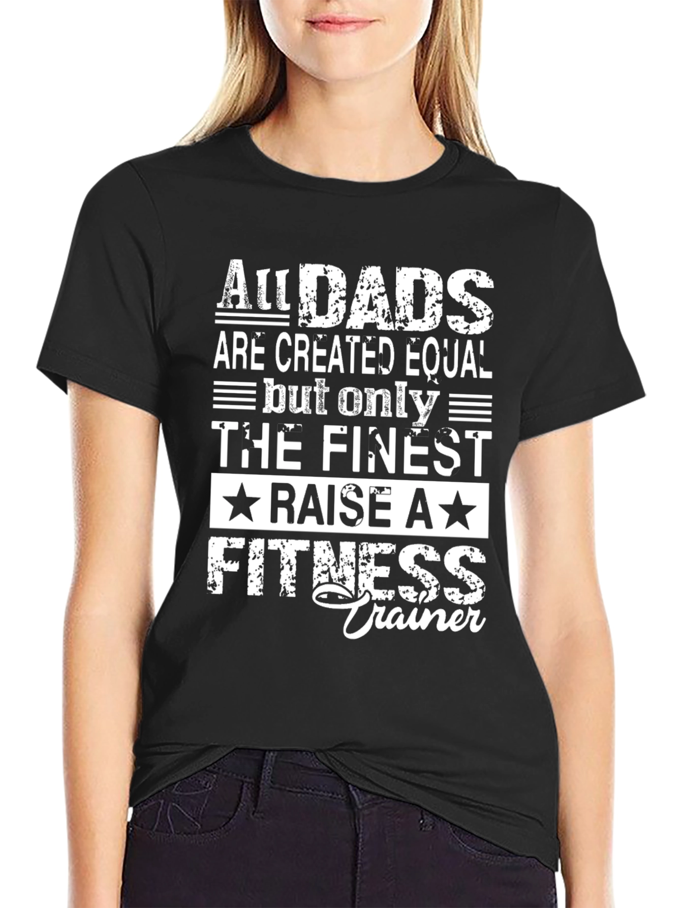 Finest Dad Fitness Trainer Black Graphic Tee