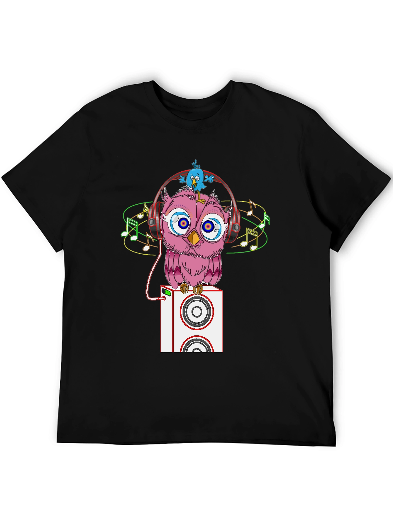 Cool Owl with Headphones Graphic Tee