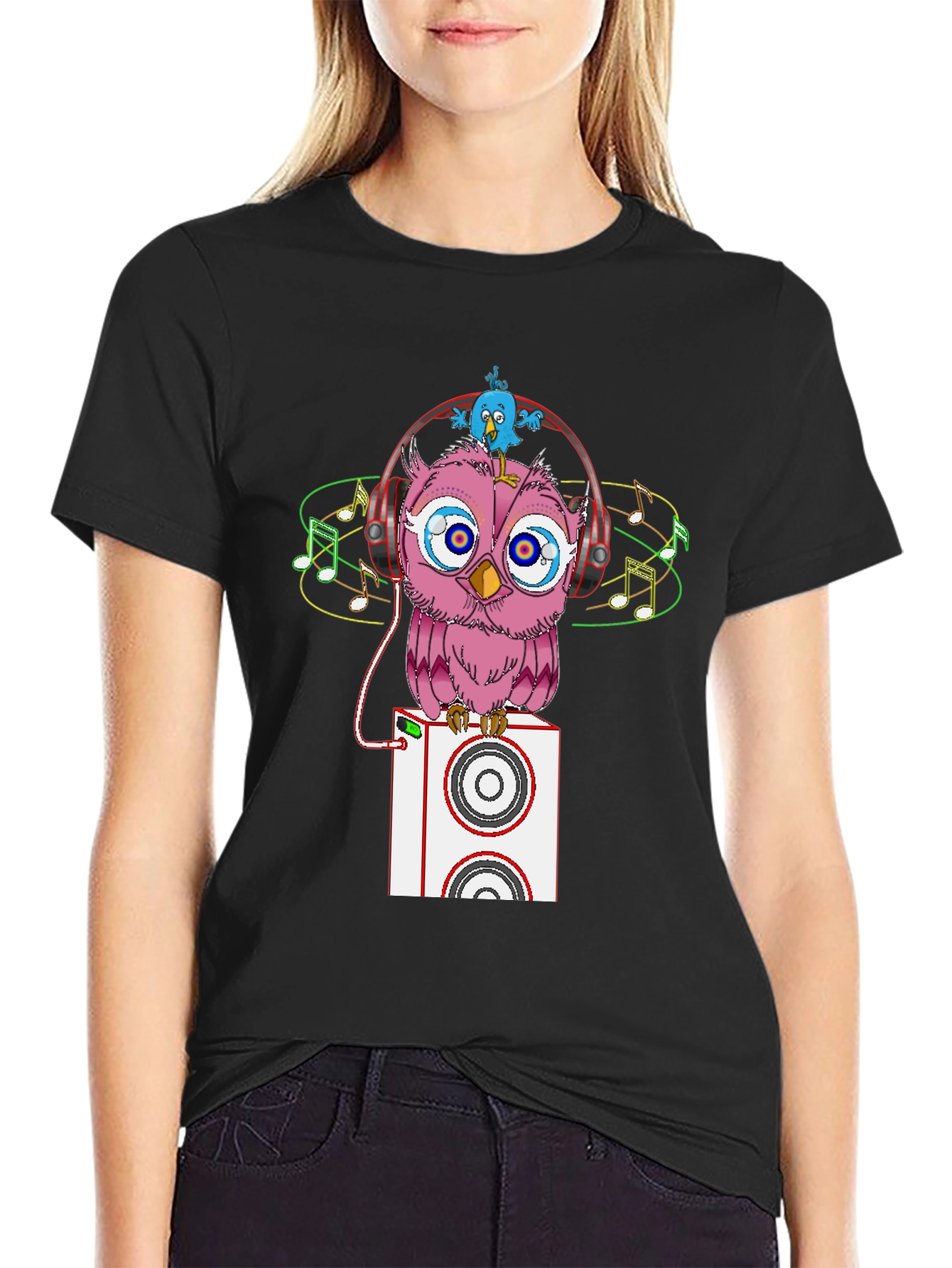 Cool Owl with Headphones Graphic Tee