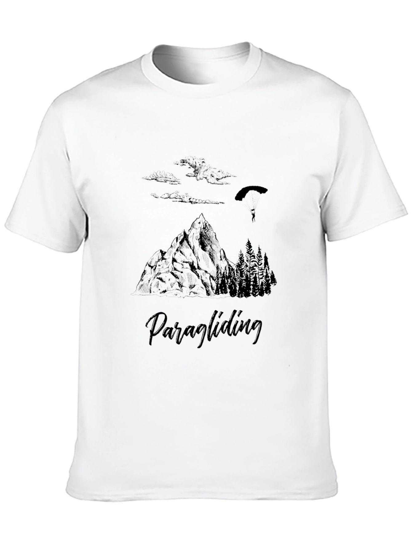 Paragliding Mountain Scene Graphic Tee - Black