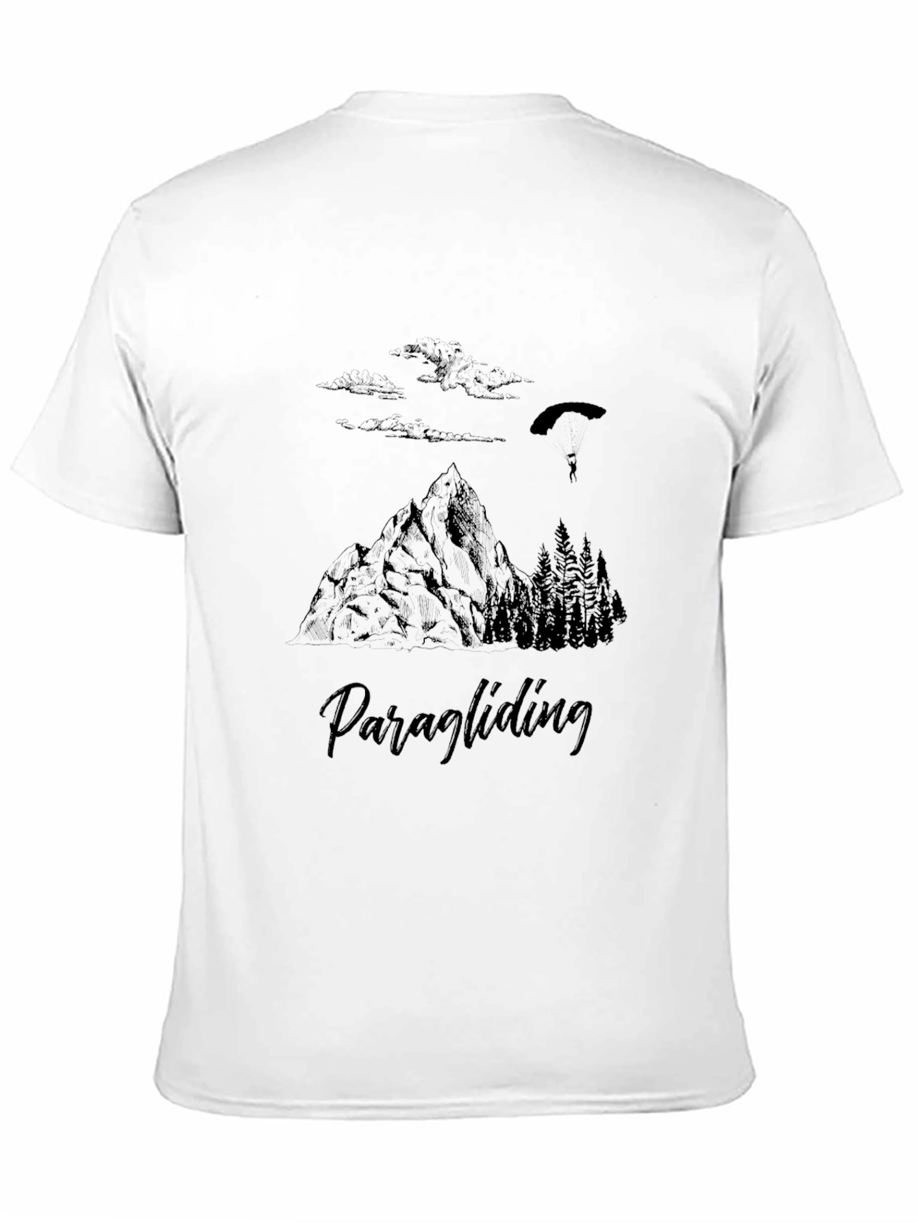 Paragliding Mountain Scene Graphic Tee - Black