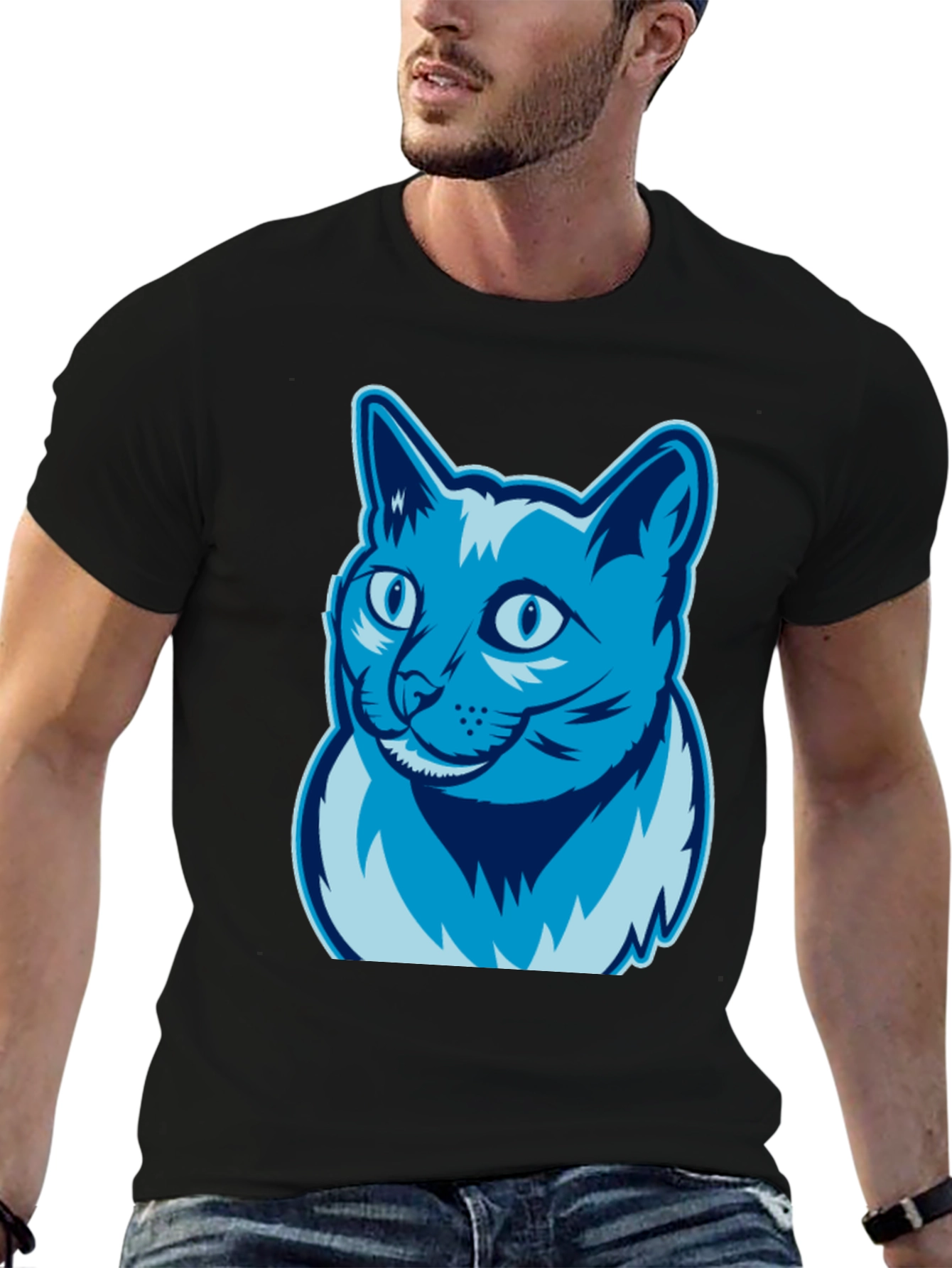 Cool Cat Graphic Tee - Casual Black T-Shirt