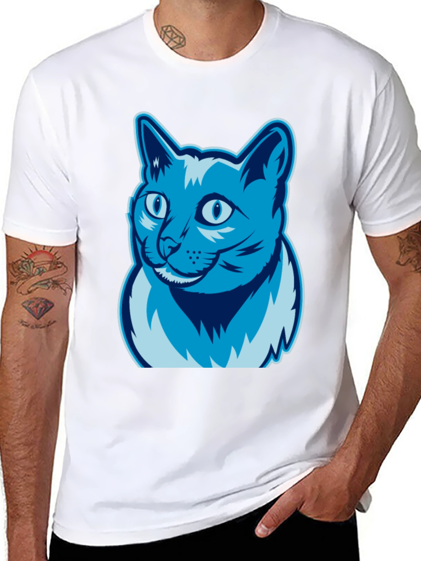 Cool Cat Graphic Tee - Casual Black T-Shirt