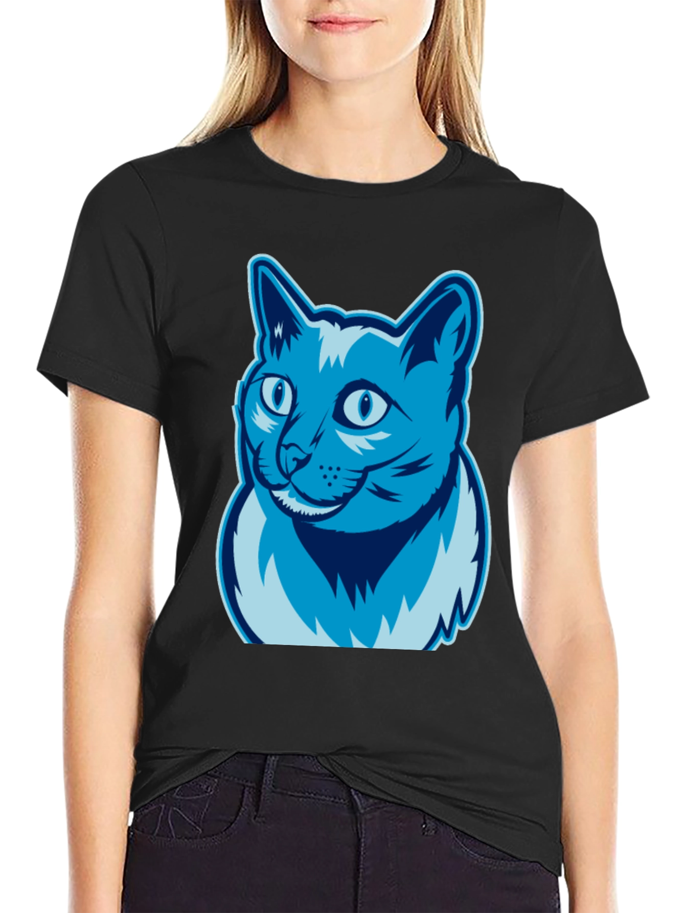 Cool Cat Graphic Tee - Casual Black T-Shirt