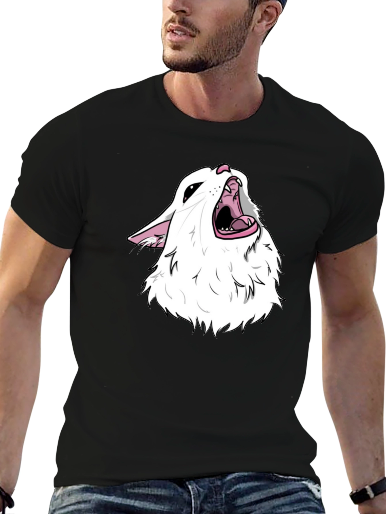 Screaming Cat Meme Black T-Shirt